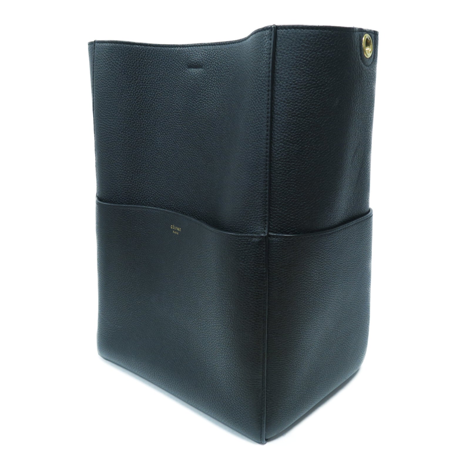 CELINE 牛皮皮革Shoulder Bag金扣肩背袋黑色