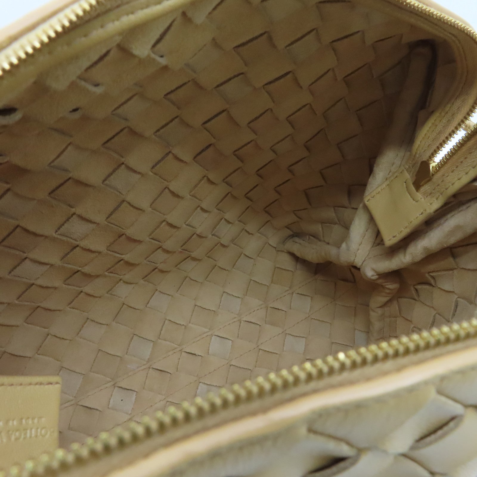 BOTTEGA VENETA Leather Small Loop Camera Bag Gold Buckle Beige
