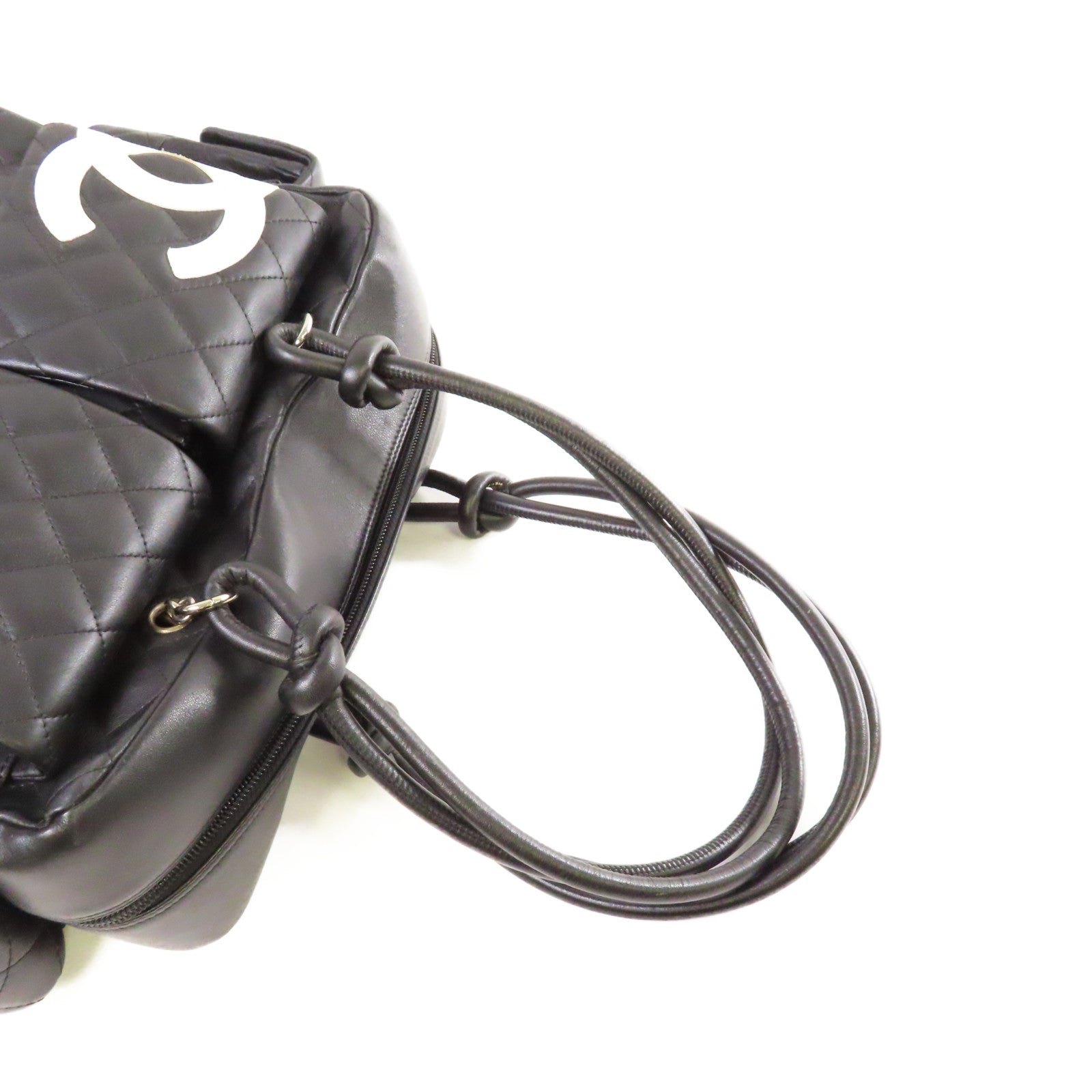 CHANEL 菱格牛皮皮革Cambon Shoulder Bag銀扣肩背袋黑色