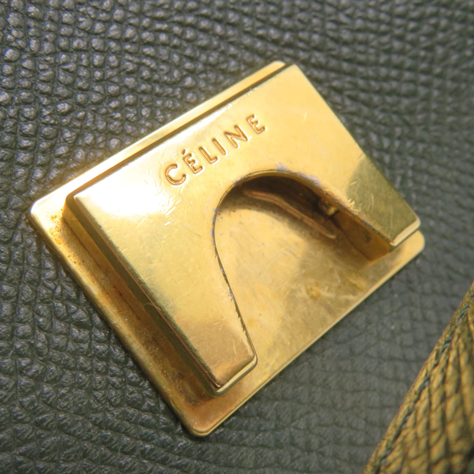 CELINE Cowhide Leather Mini Belt Bag 2Way Shoulder Bag Handle Shoulder Bag Green