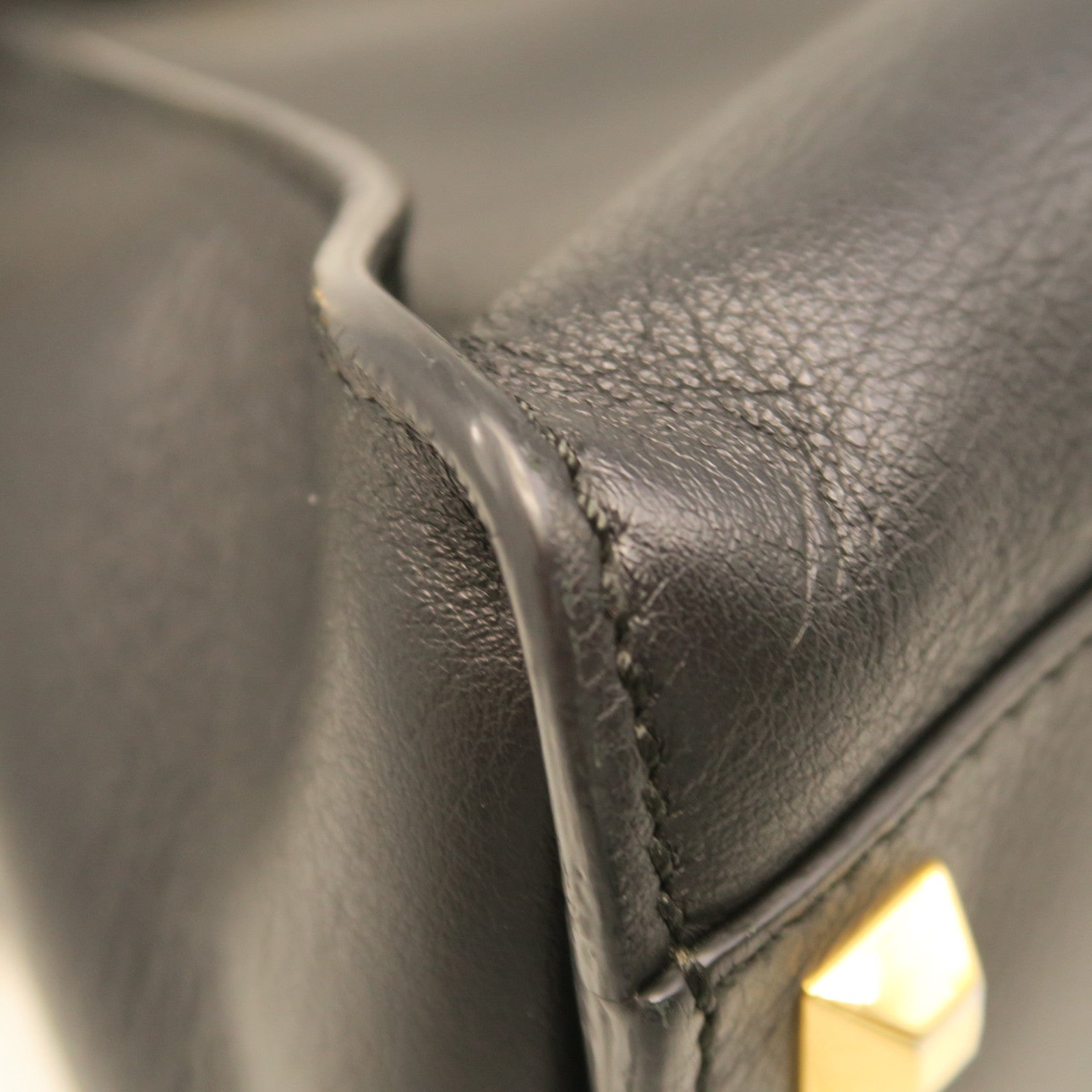 FENDI Cowhide Leather Peekaboo Gold Buckle Handle Shoulder Bag Black
