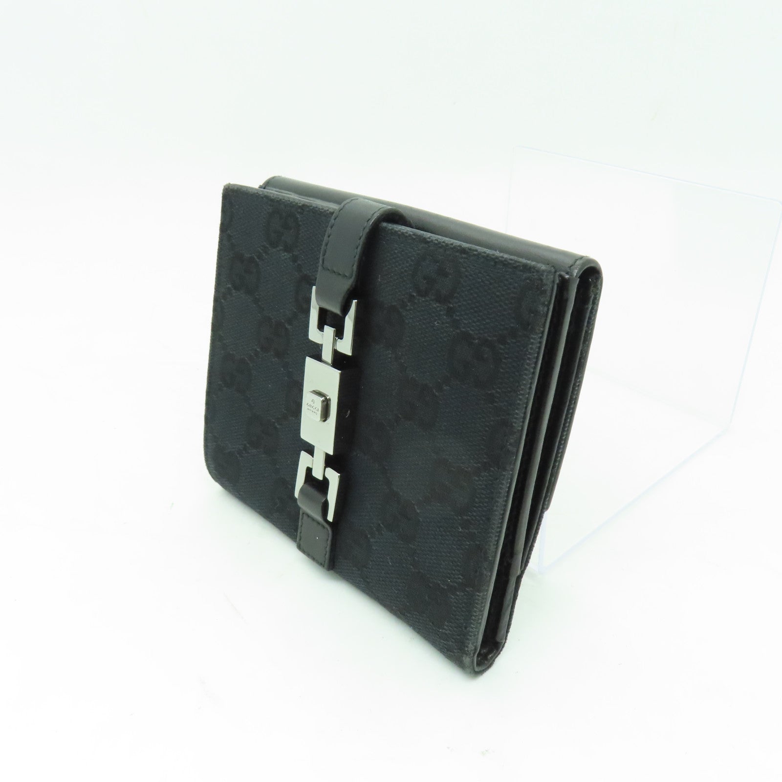 GUCCI 帆布Wallet銀扣錢包黒色