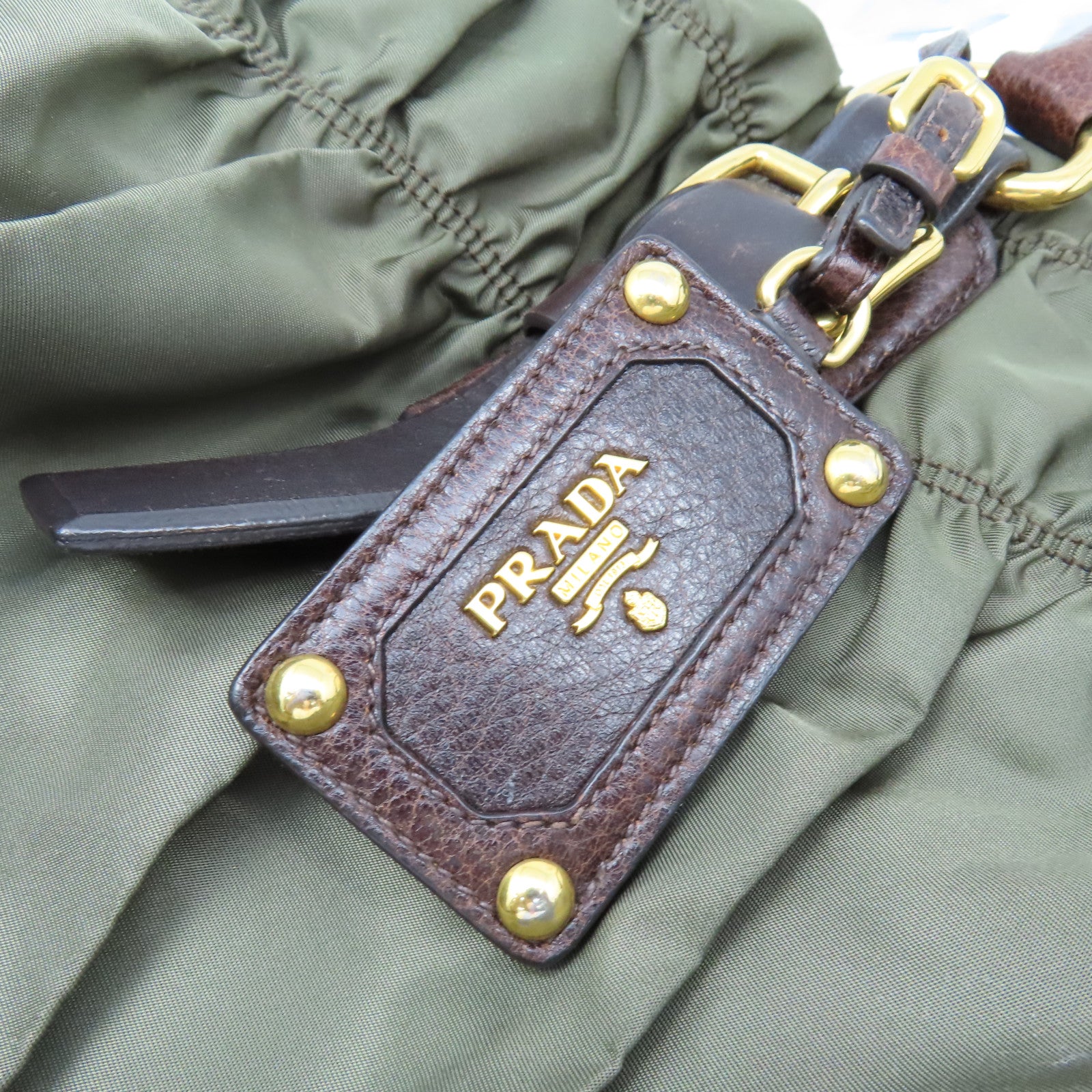 PRADA 尼龍Tote Bag手挽袋軍綠色/啡色