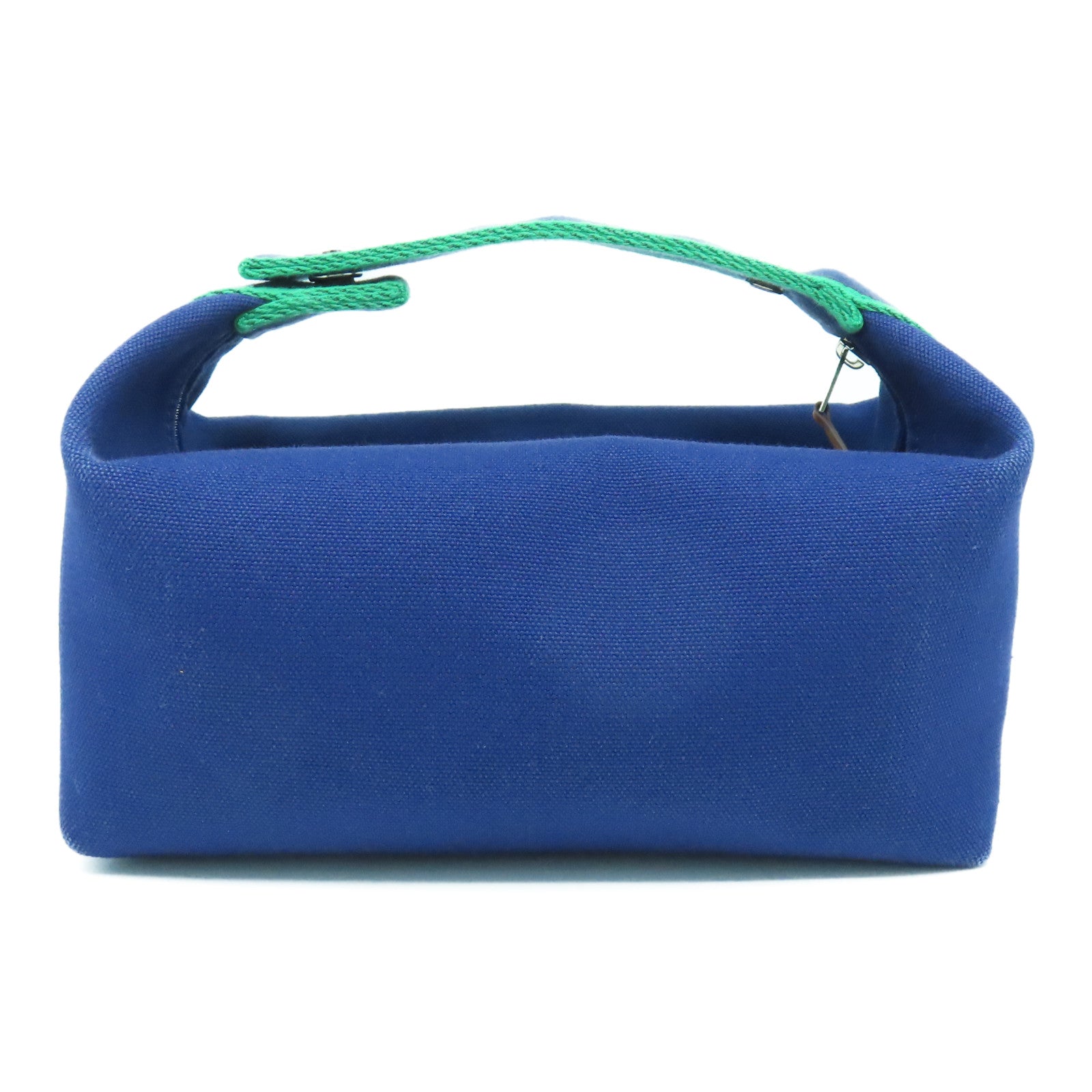 HERMES Toile H帆布Bride a Braccase銀扣手拿包藍色