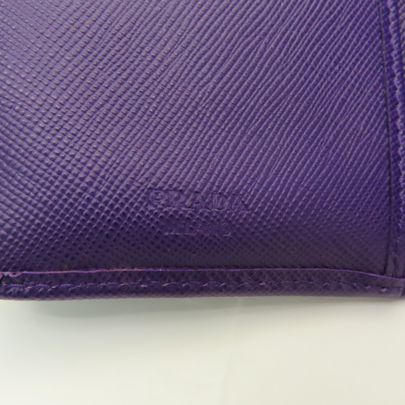 PRADA Cowhide Leather Wallet Gold Buckle Wallet Purple