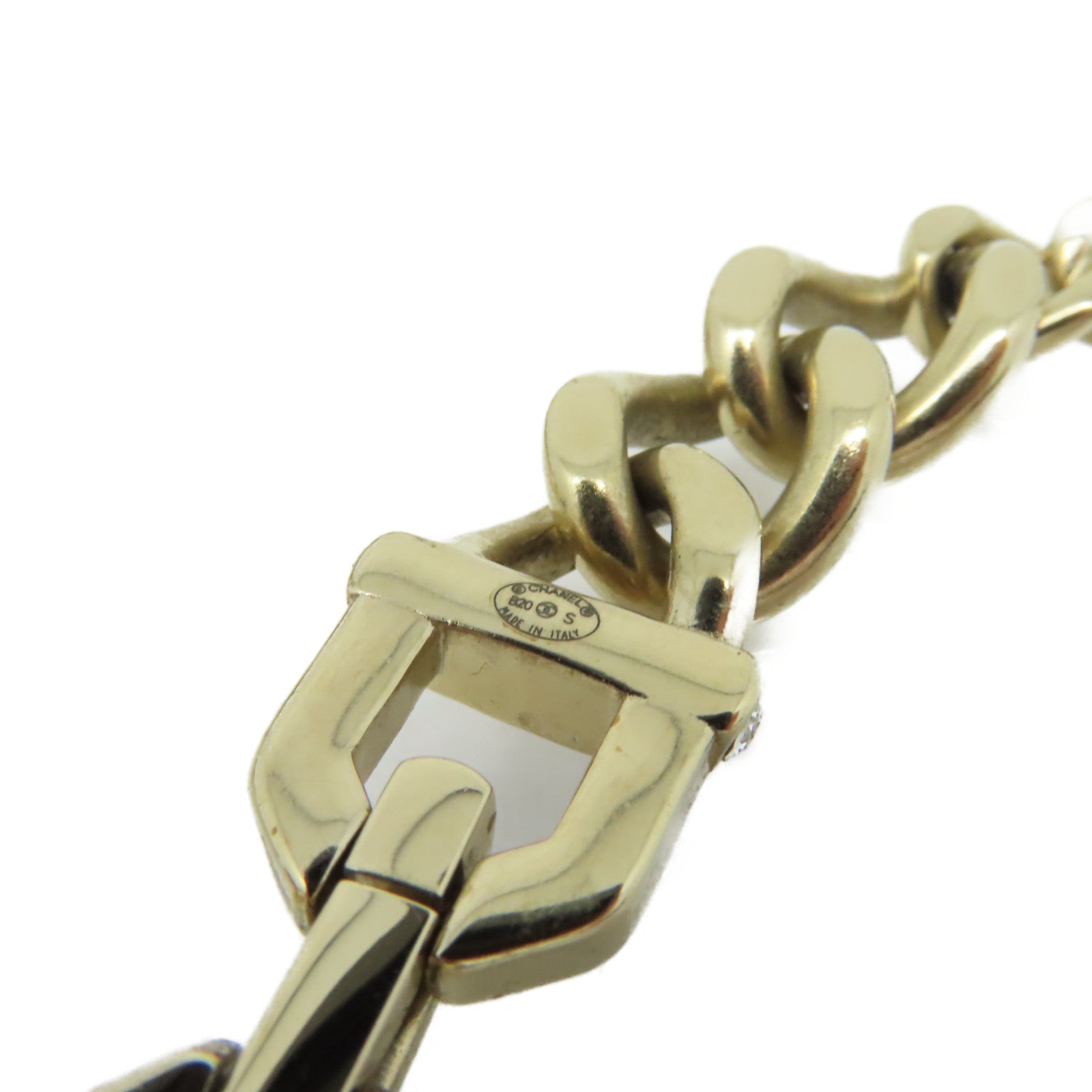 CHANEL 金屬/仿珍珠CC Earrings耳環金色/珍珠色