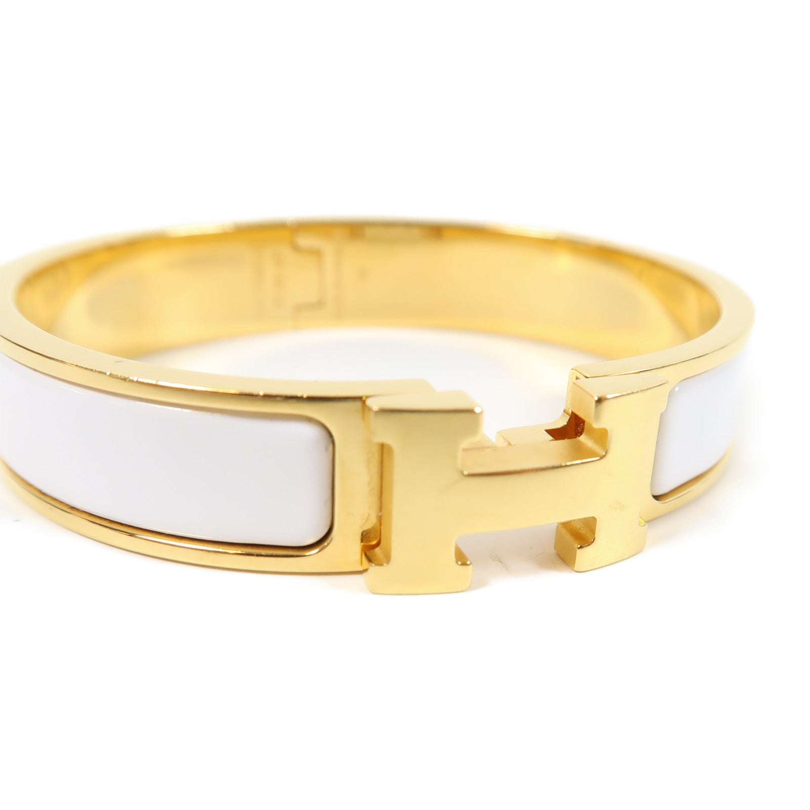 HERMES 金屬Clic H手鐲白色