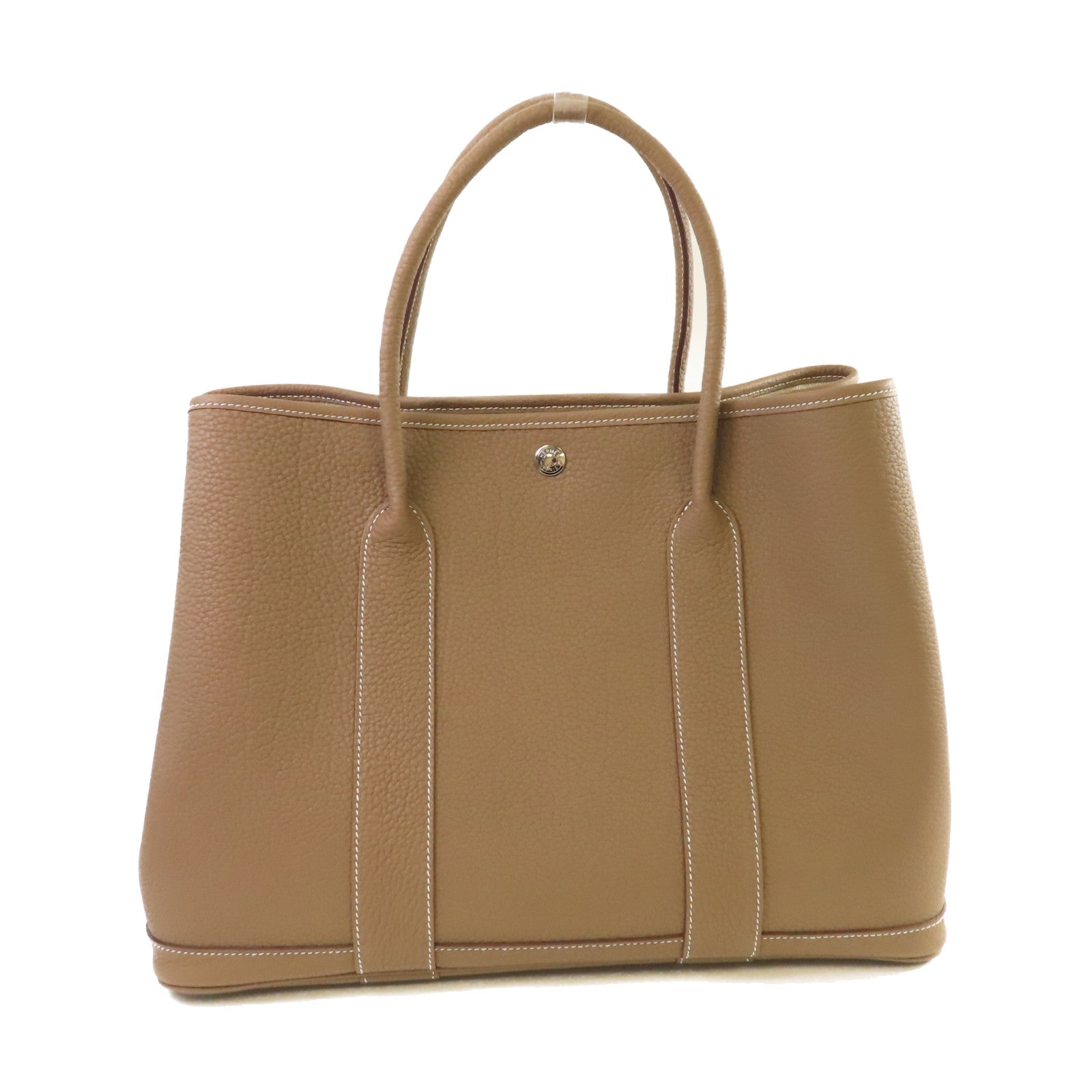 HERMES Negonda皮革Garden Party PM Tote Bag銀扣手挽袋Etoupe大象灰色