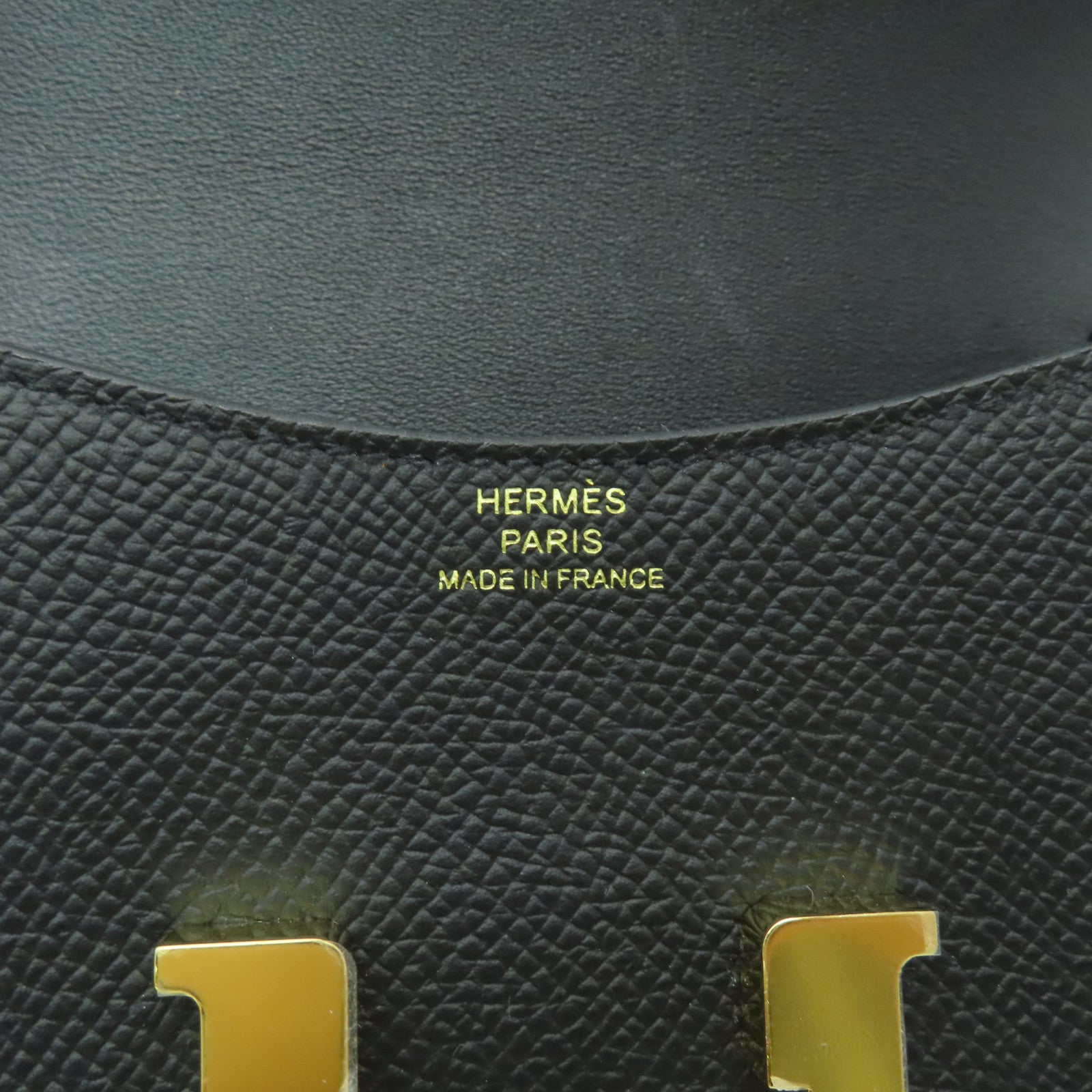HERMES Epsom皮革Constance Slim金扣手拿包黑色