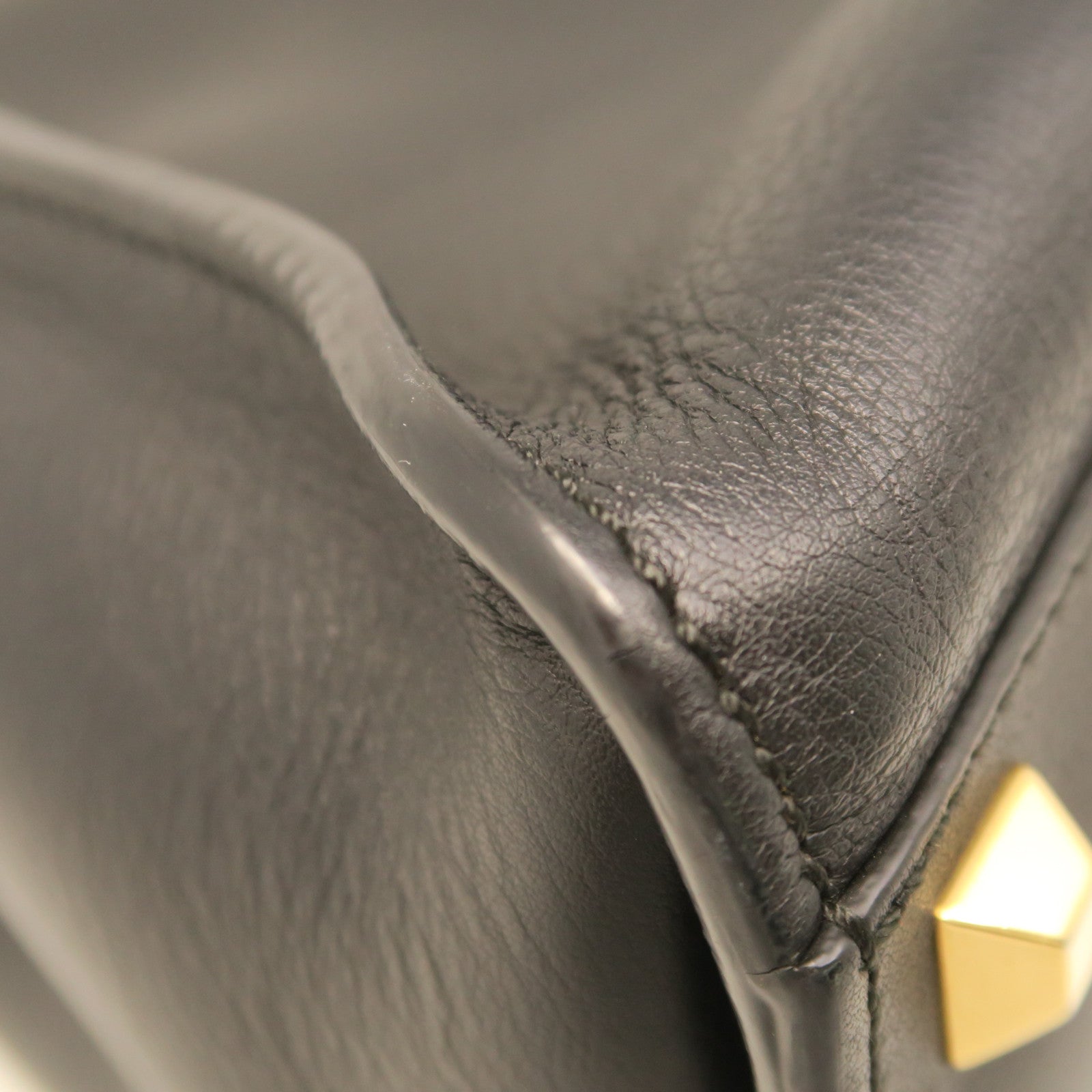FENDI Cowhide Leather Peekaboo Gold Buckle Handle Shoulder Bag Black
