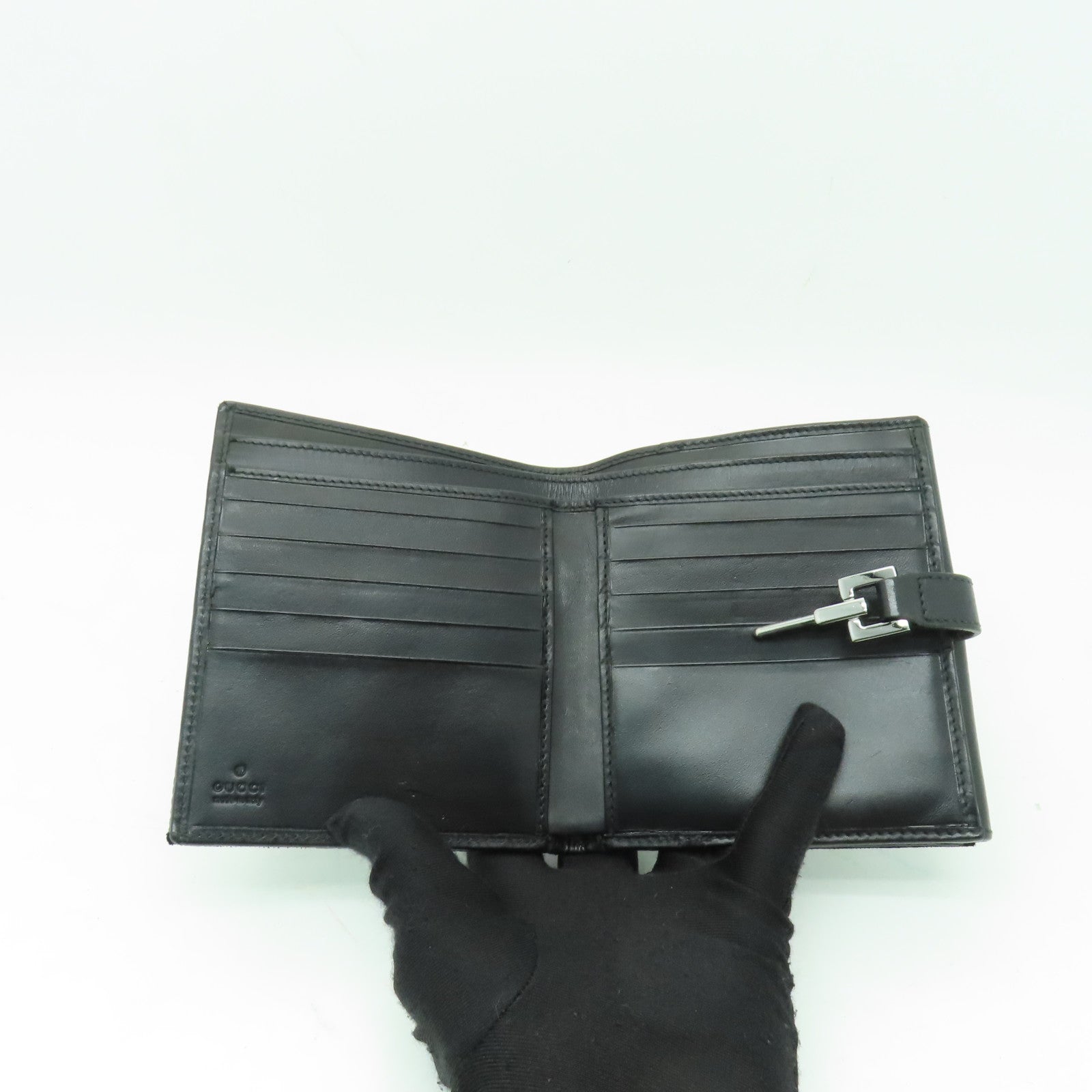 GUCCI 帆布Wallet銀扣錢包黒色