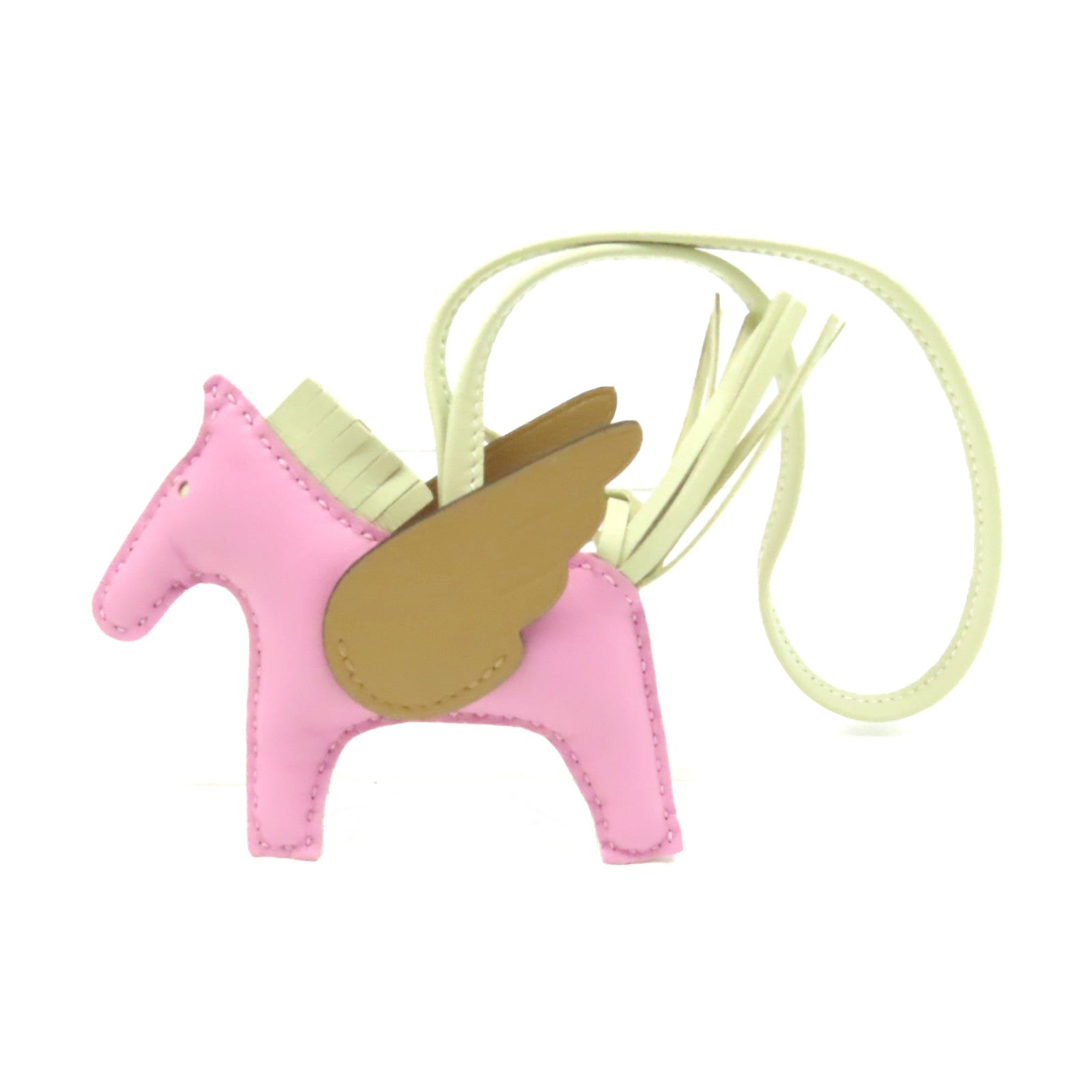HERMES Swift皮革Rodeo Pegase Charm掛飾淺紫色/啡色/米白色