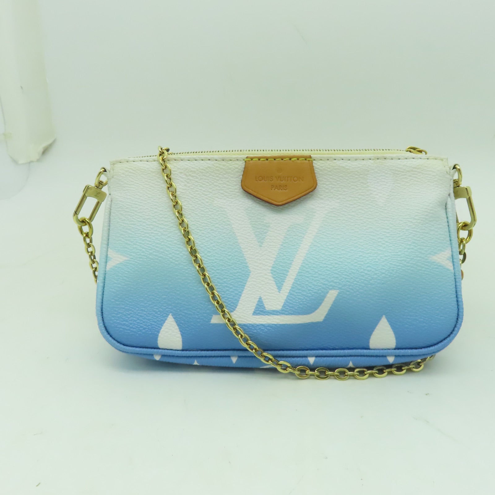 LOUIS VUITTON Monogram Giant Multi Pochette金扣肩背袋藍色/白色