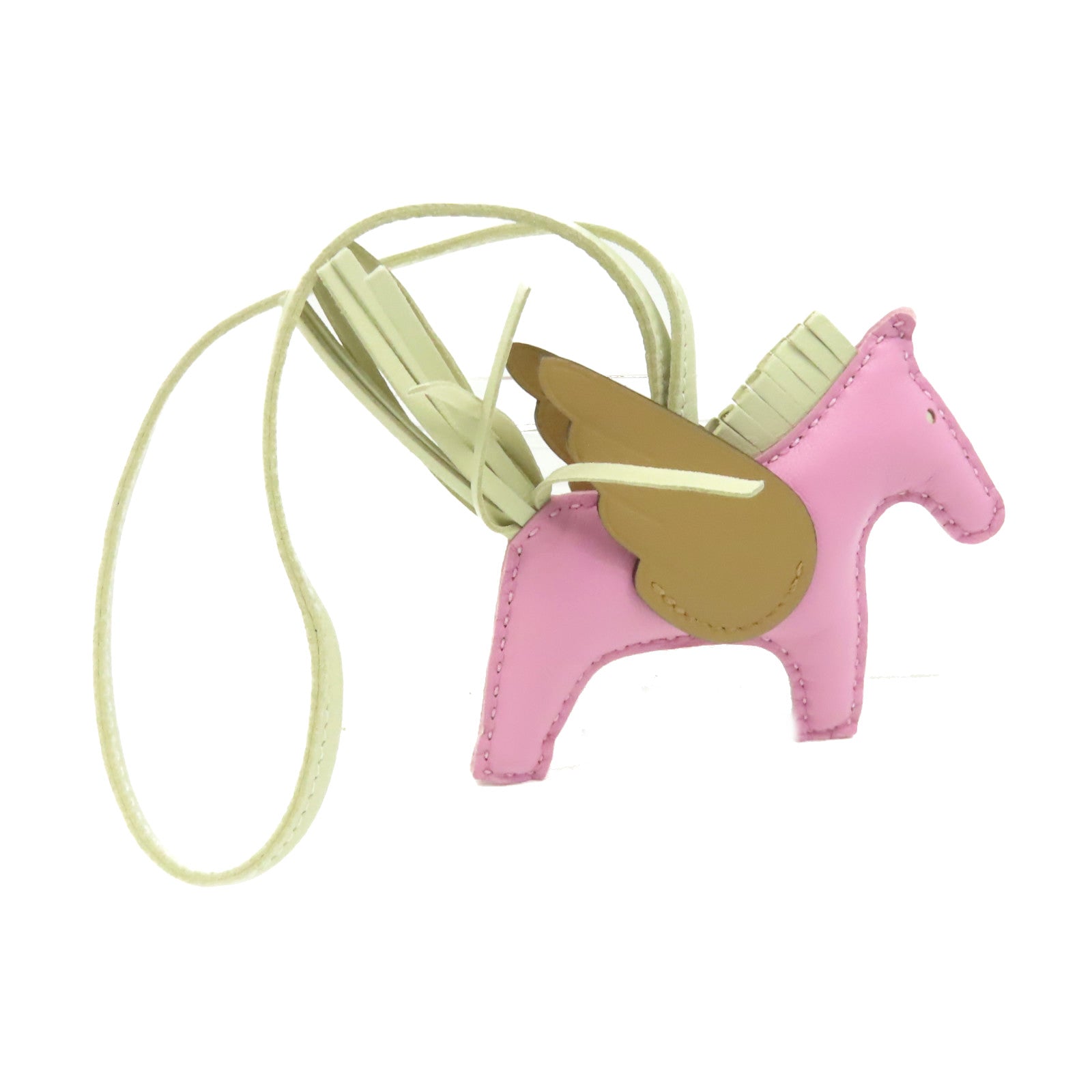 HERMES Swift皮革Rodeo Pegase Charm掛飾淺紫色/啡色/米白色