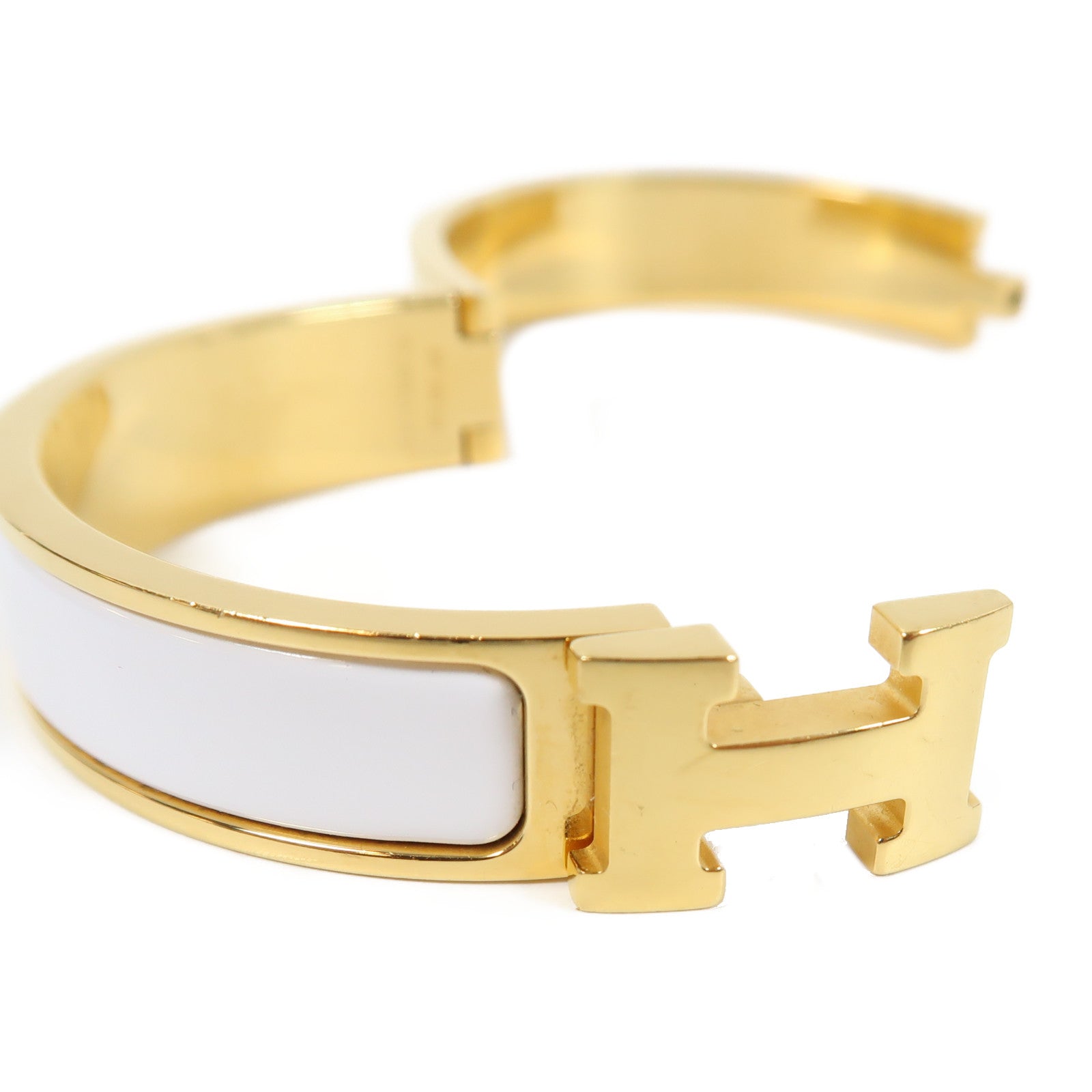 HERMES 金屬Clic H手鐲白色