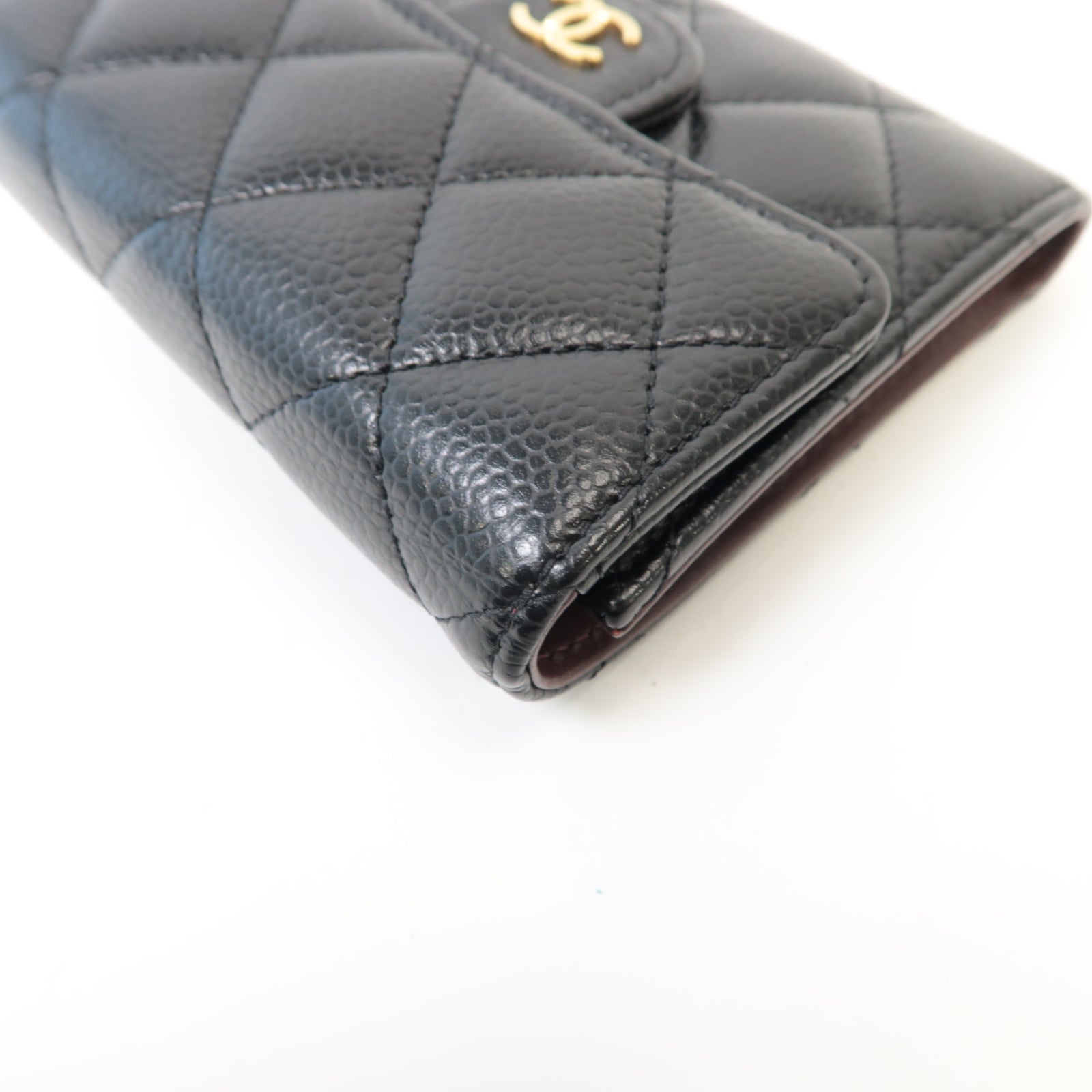 CHANEL 菱格Caviar皮革Classic Wallet金扣錢包黑色