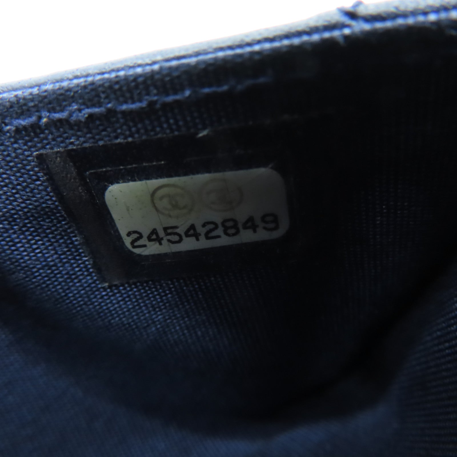 CHANEL 菱格羊皮皮革Card Case金扣卡片套海軍藍色