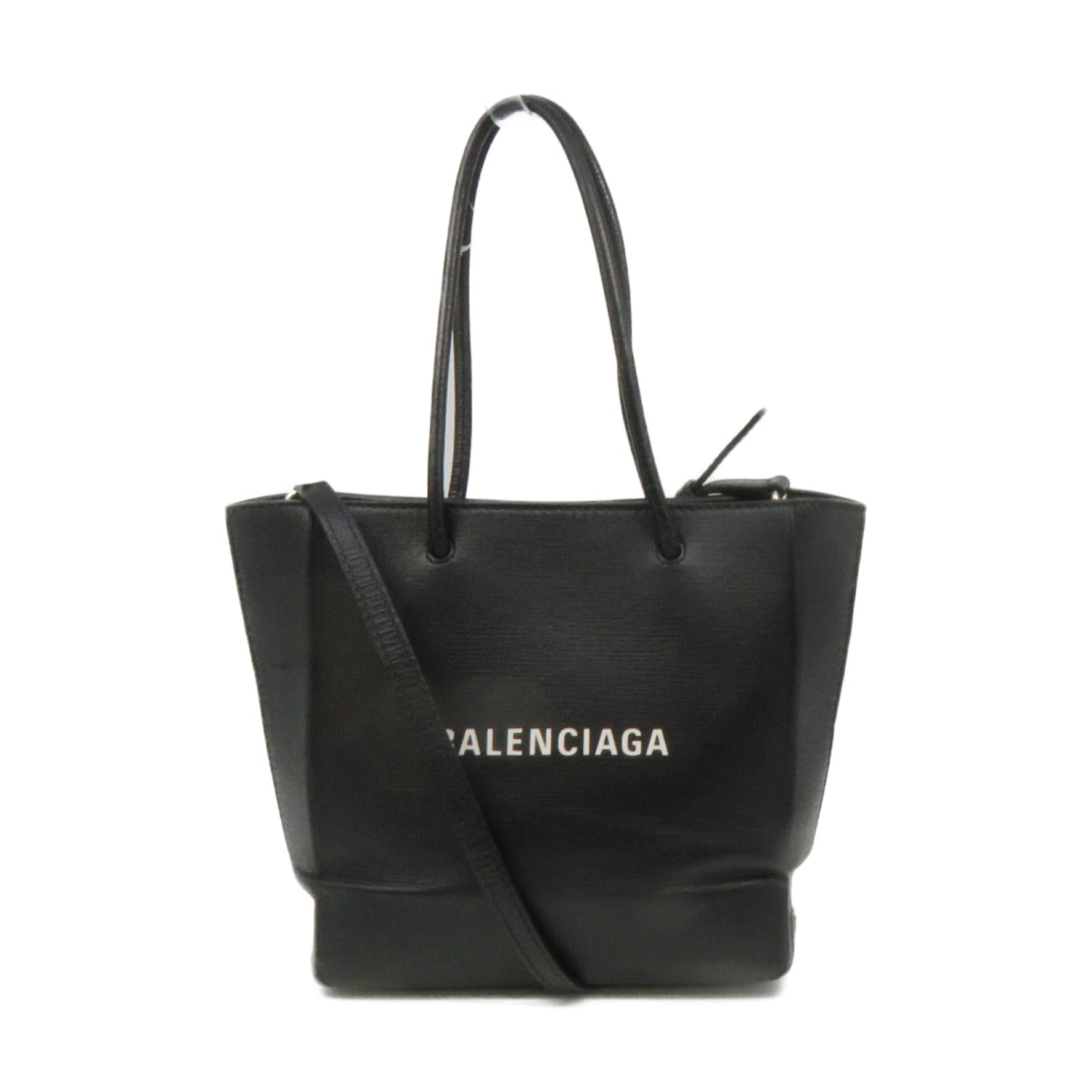 BALENCIAGA cowhide leather XXS Shopping Tote 2way Bag handle shoulder bag black