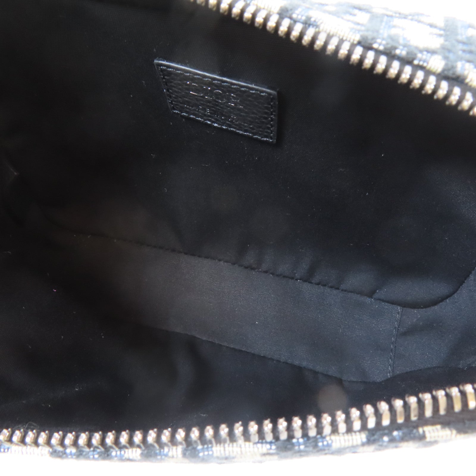 Dior 帆布/牛皮皮革Safari Bag銀扣肩背袋藍色