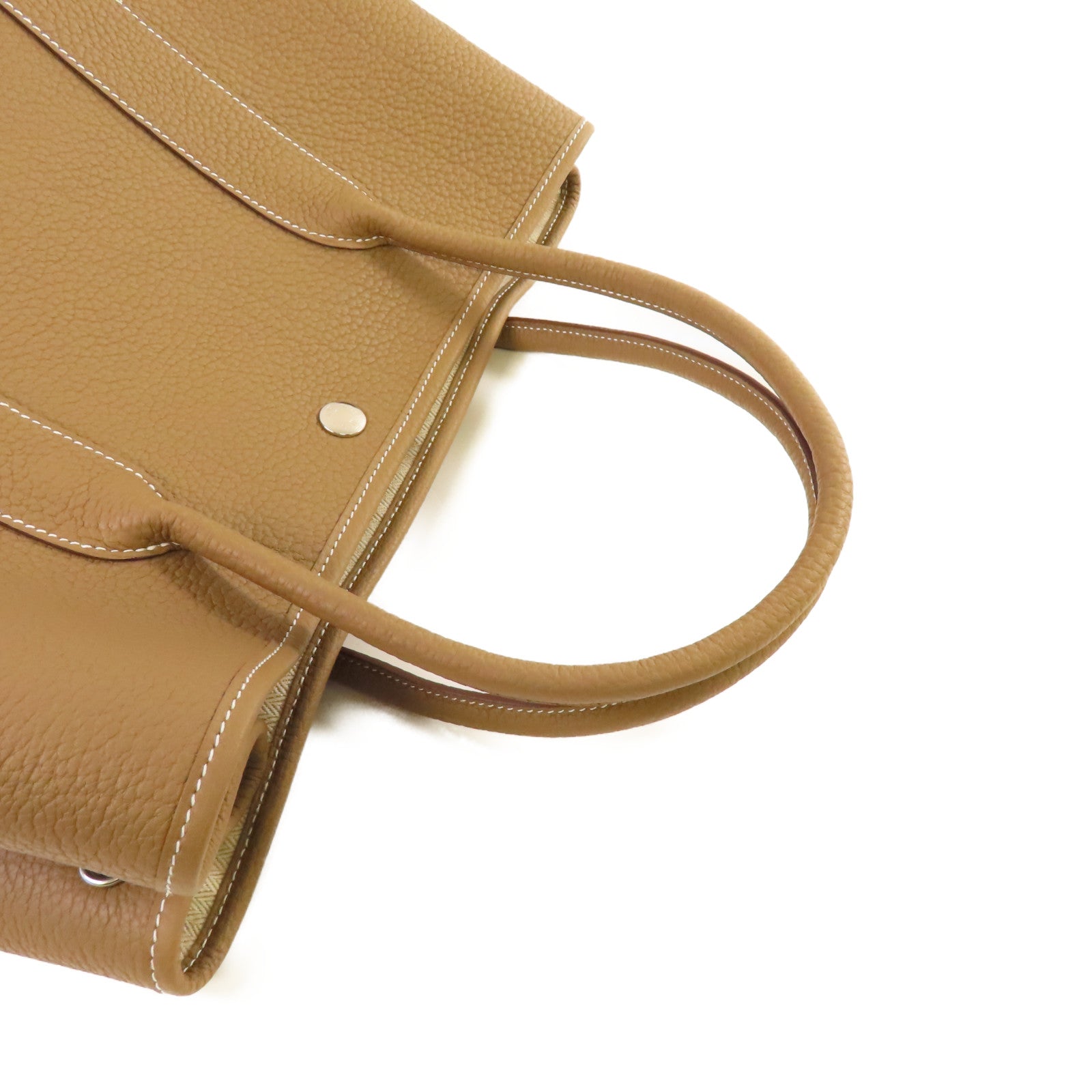 HERMES Negonda皮革Garden Party PM Tote Bag銀扣手挽袋Etoupe大象灰色