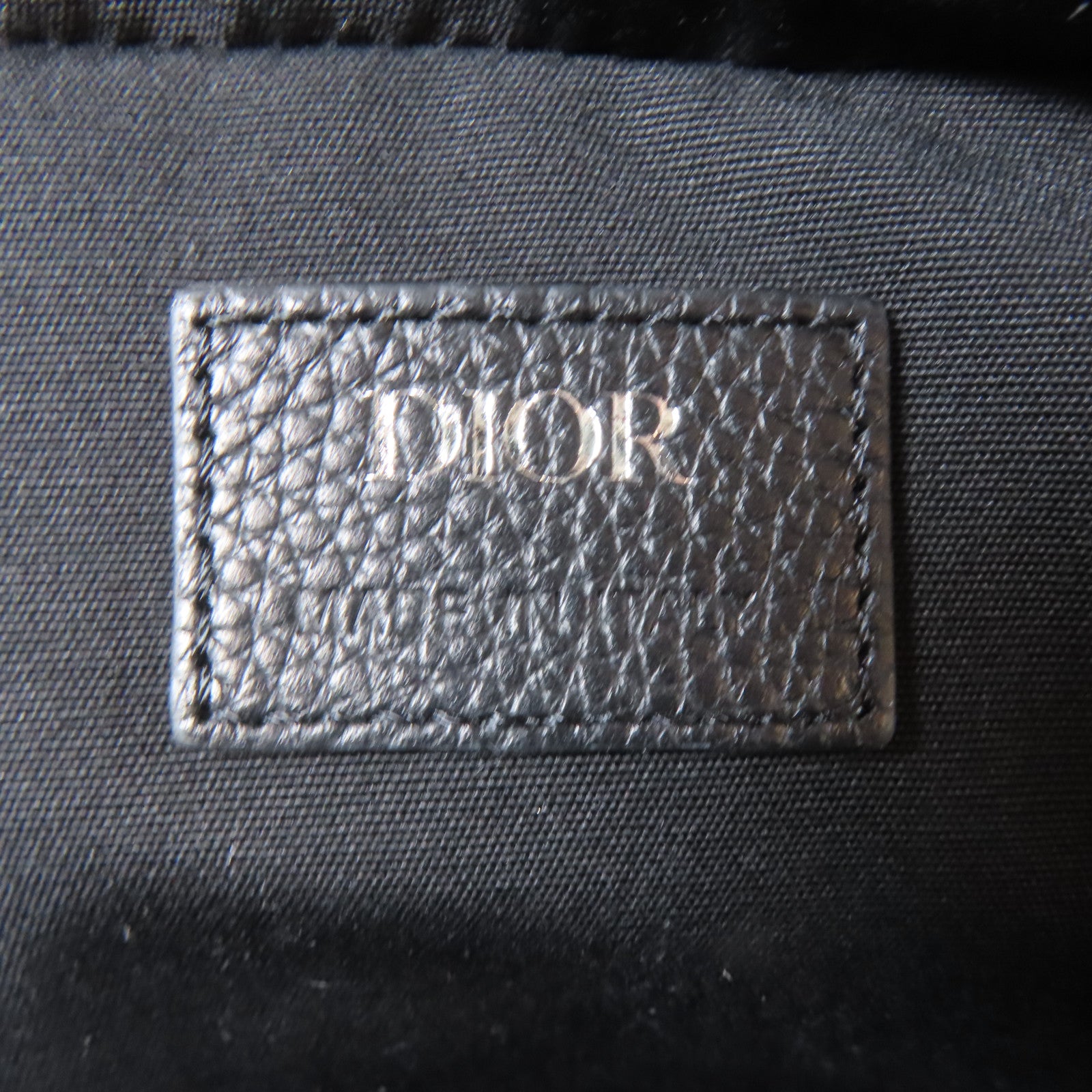 Dior 帆布/牛皮皮革Safari Bag銀扣肩背袋藍色