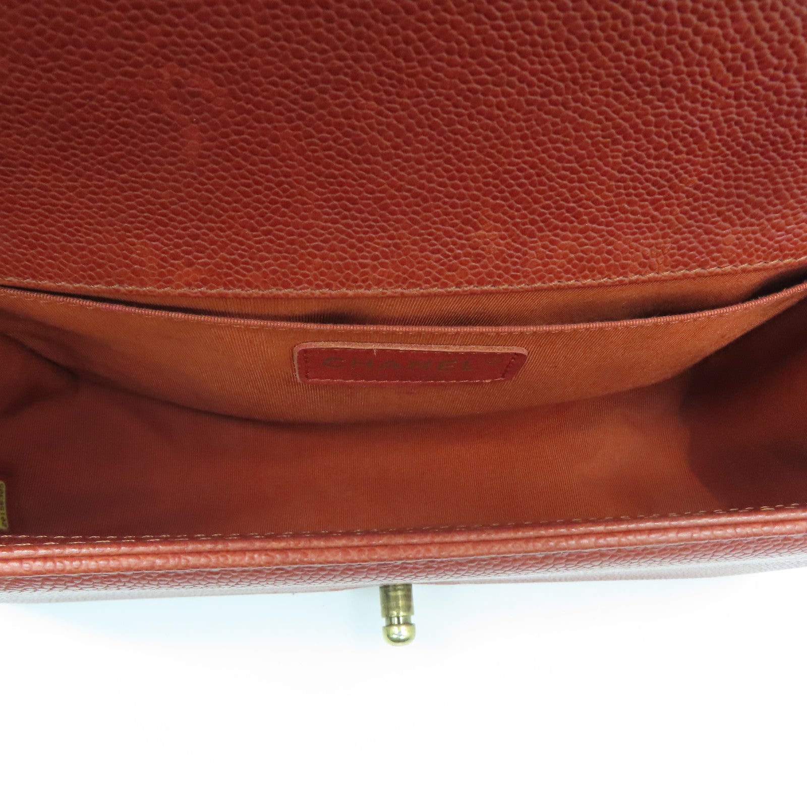 CHANEL Rhombus Caviar Leather Chanel Boy Gold Buckle Chain Shoulder Bag Brown