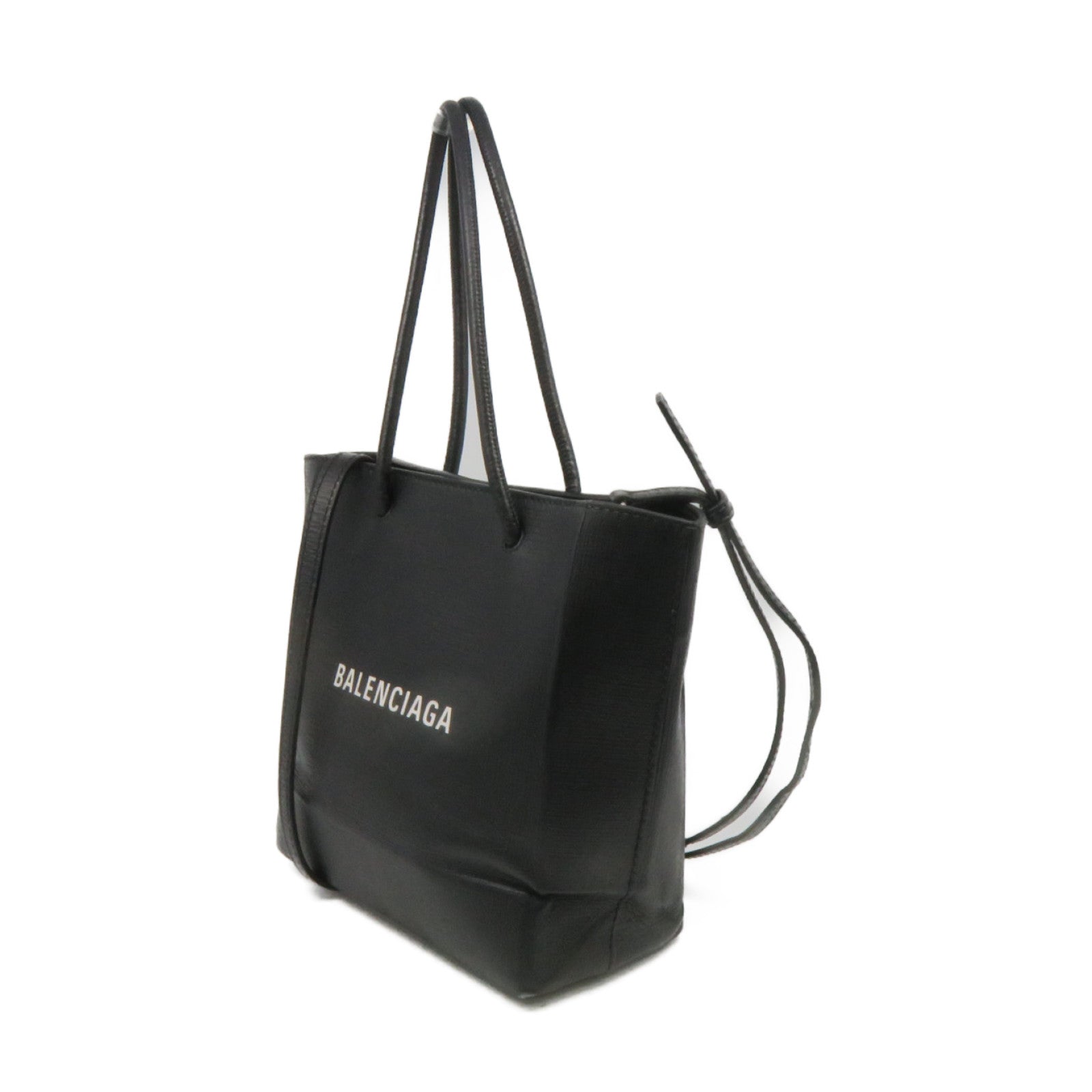 BALENCIAGA cowhide leather XXS Shopping Tote 2way Bag handle shoulder bag black