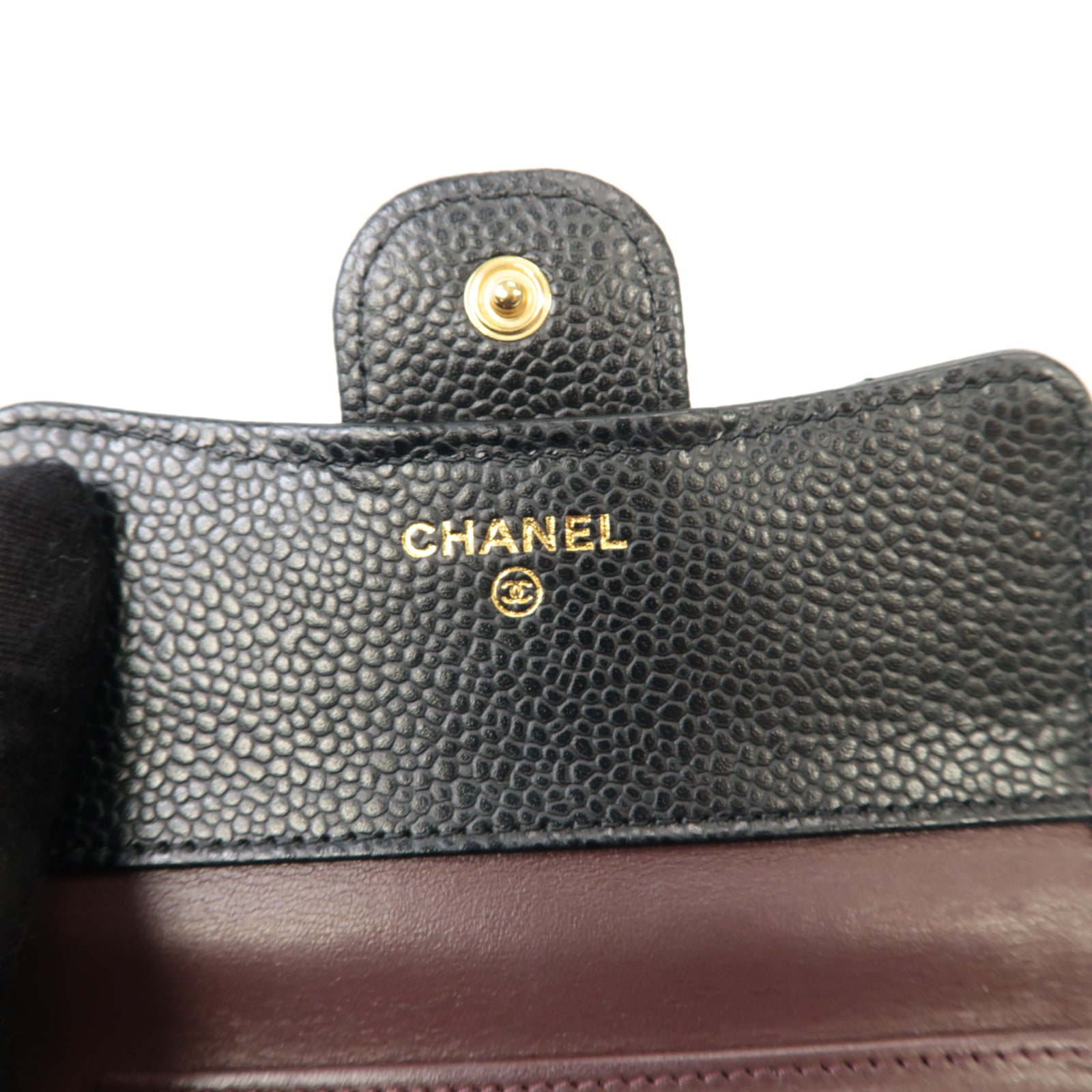 CHANEL 菱格Caviar皮革Classic Wallet金扣錢包黑色