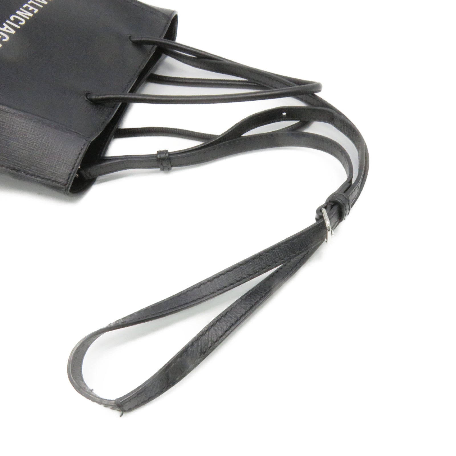 BALENCIAGA cowhide leather XXS Shopping Tote 2way Bag handle shoulder bag black