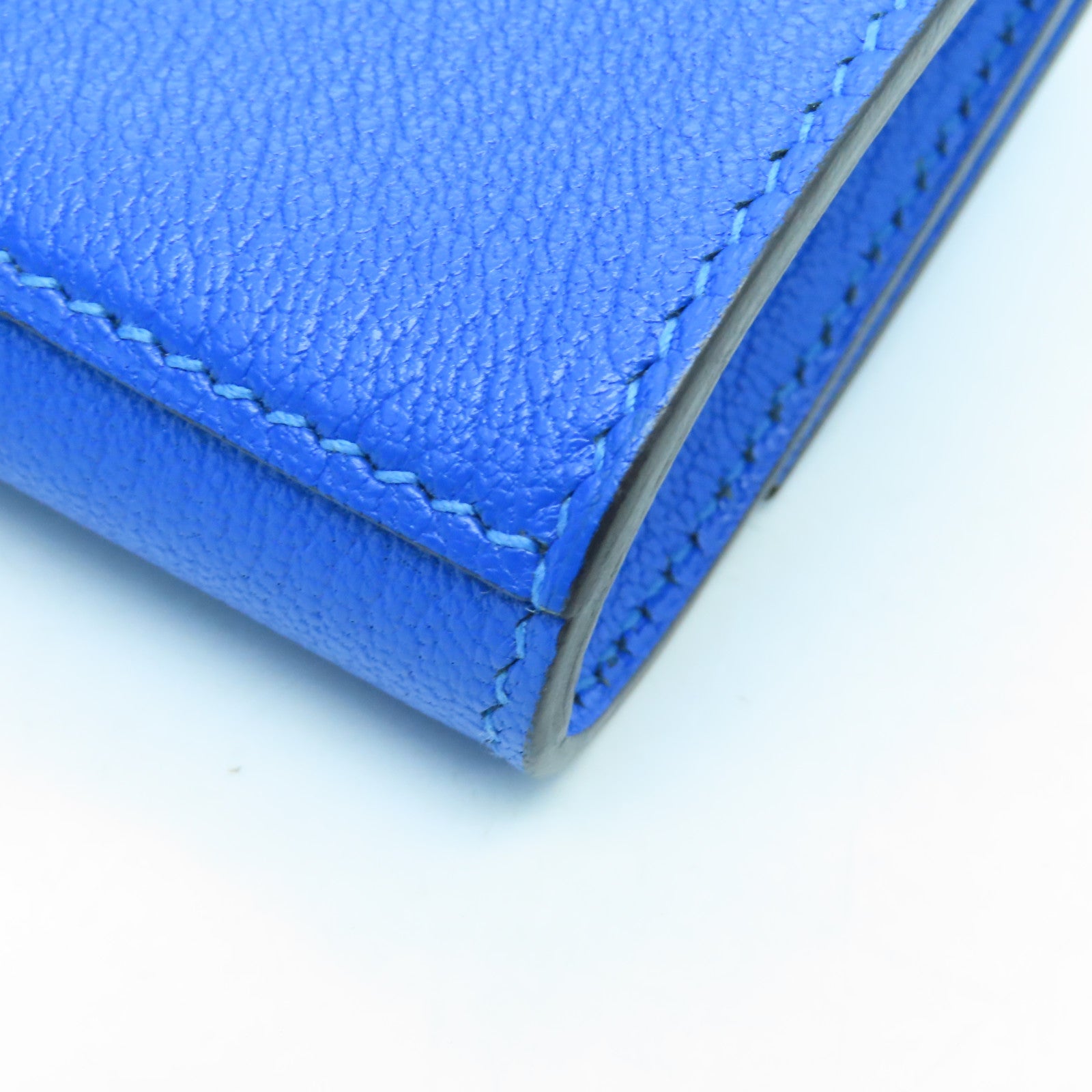 HERMES 【激減優惠】Chevre皮革Medor Clutch銀扣手拿包Blue Hydra藍色