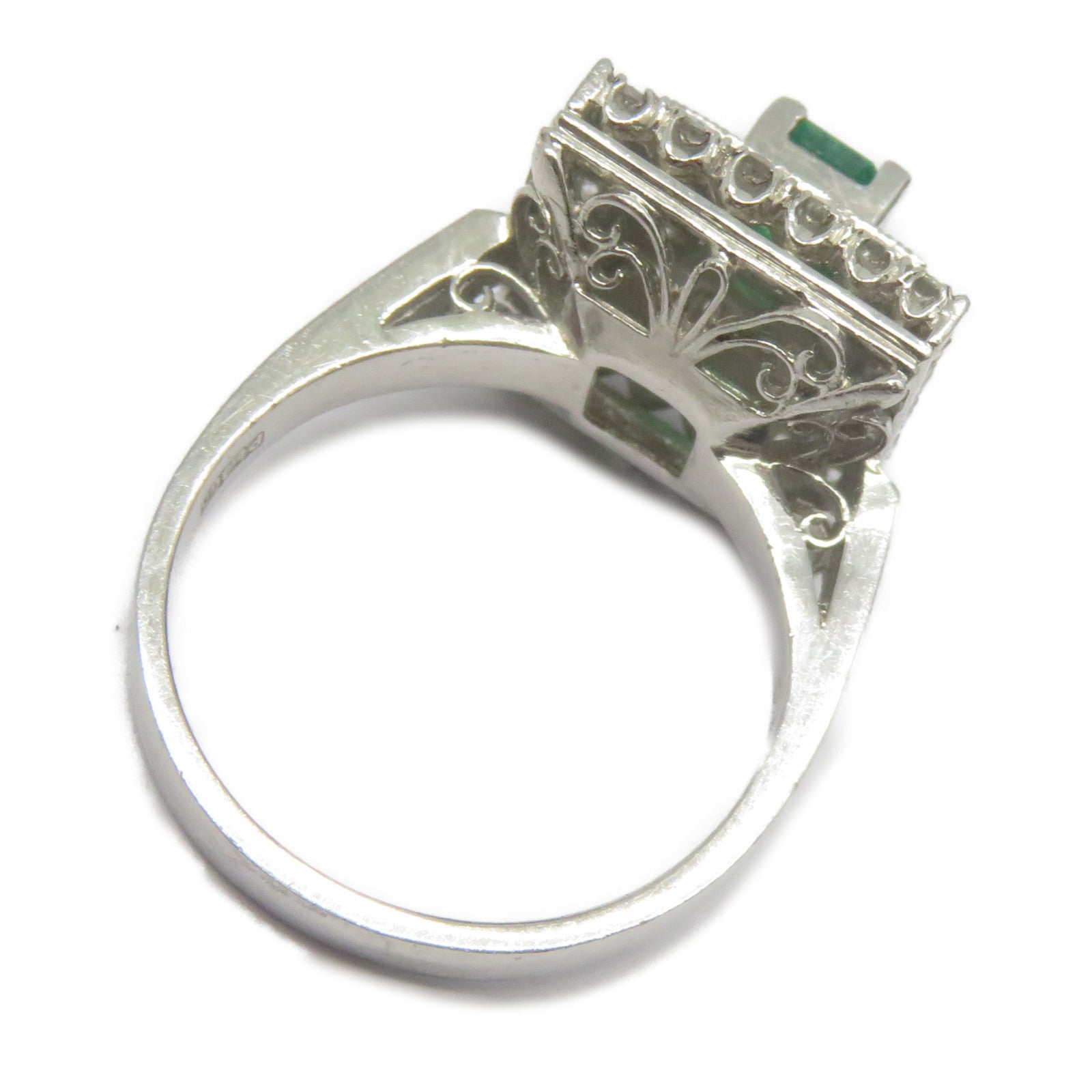 JEWELRY PT900鉑金Emerald Diamond Ring 0.33ct綠寶石/0.65ct鑽石戒指US#6