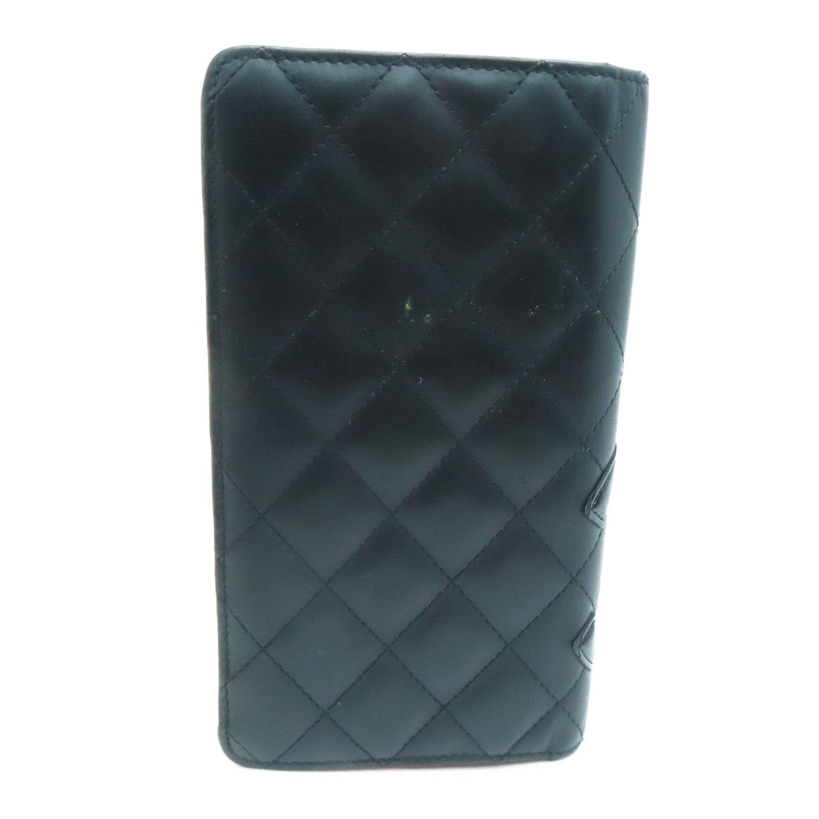 CHANEL 牛皮皮革Long Wallet銀扣長錢包黑色
