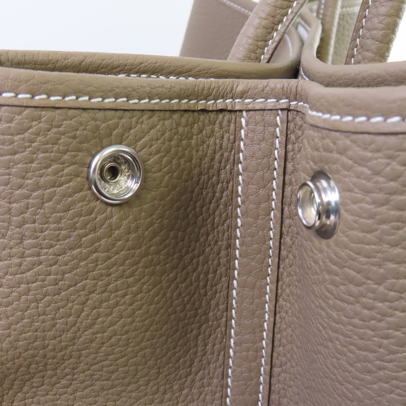 HERMES Negonda皮革Garden Party PM Tote Bag銀扣手挽袋Etoupe大象灰色