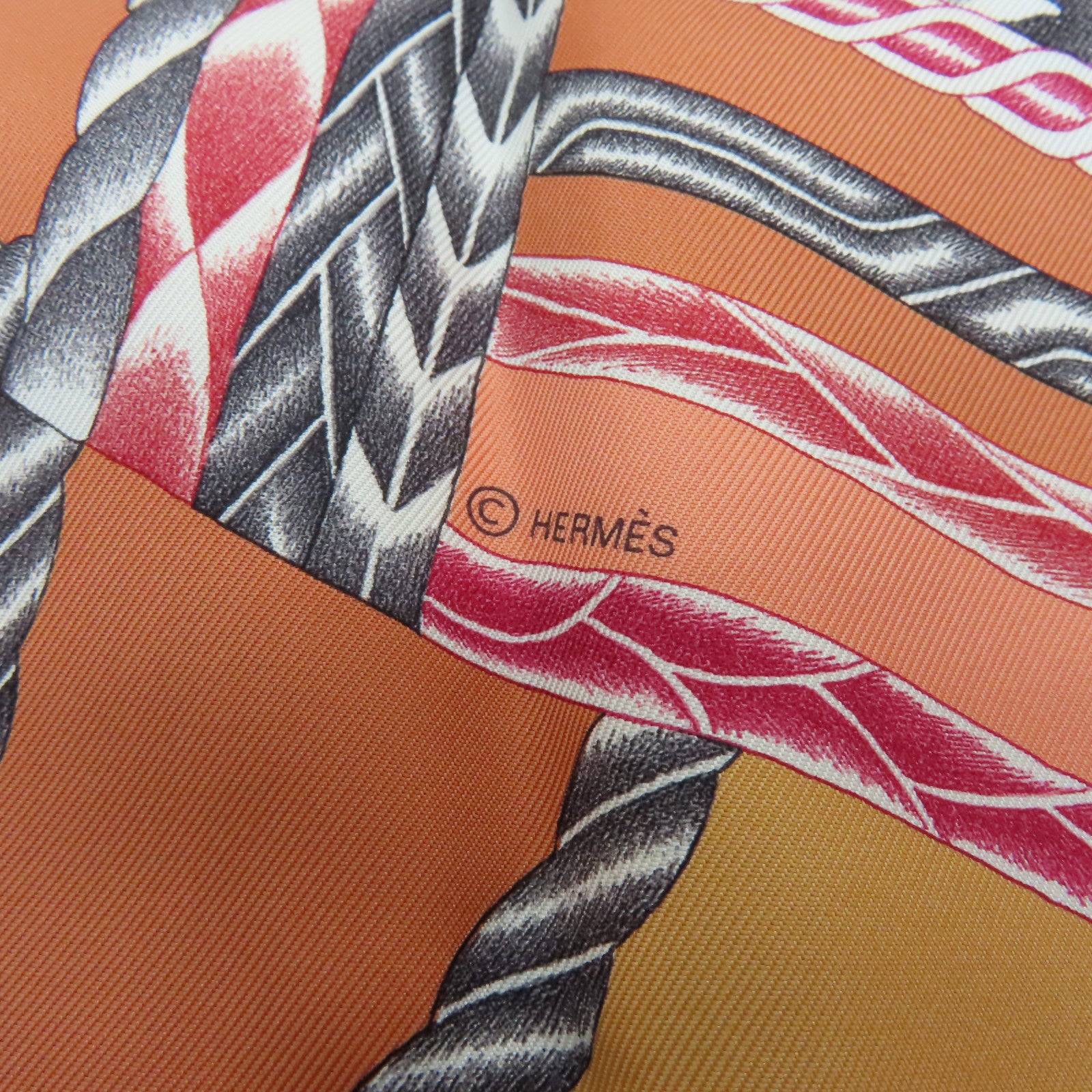 HERMES 絲質Scarf 90x90絲巾橙色