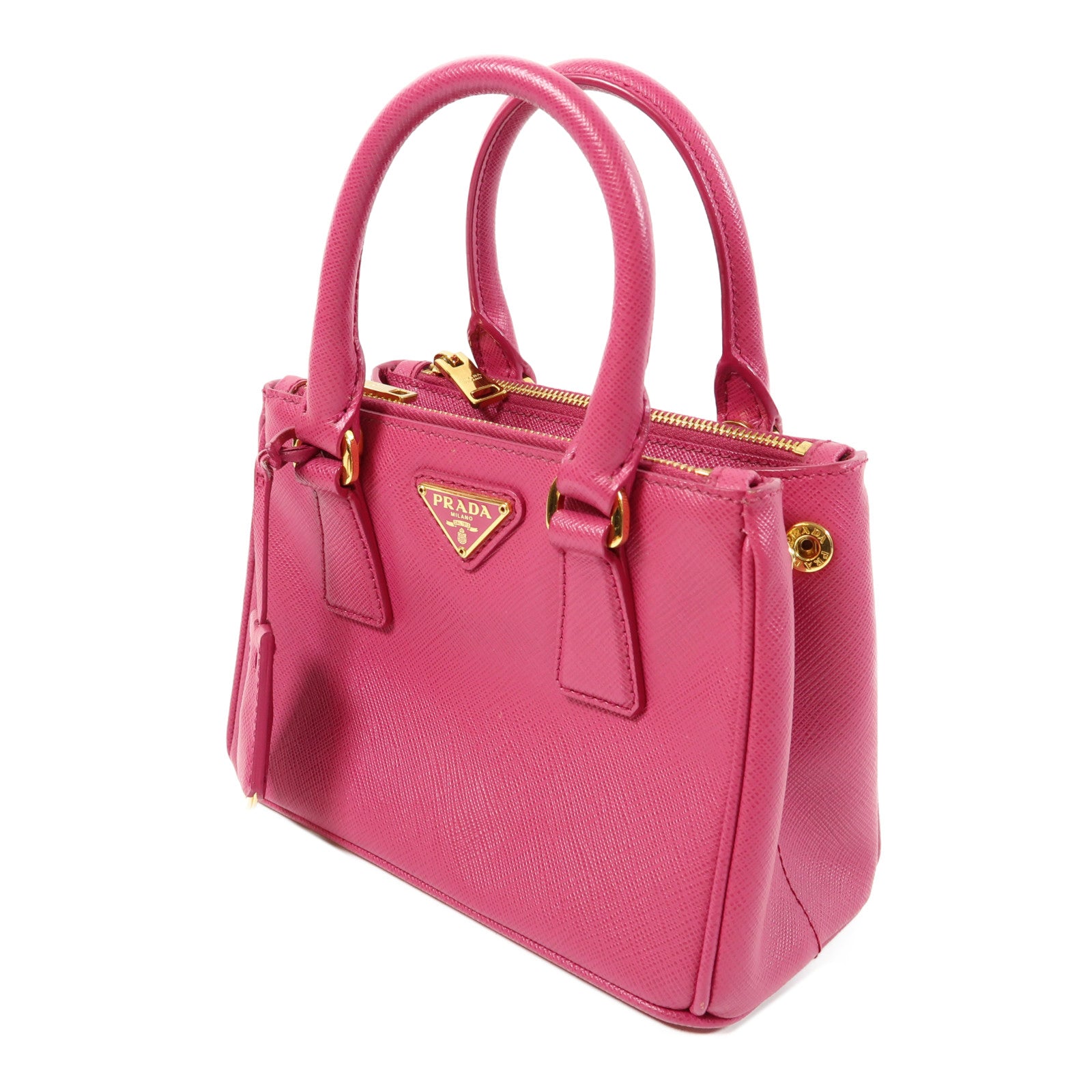 PRADA 牛皮皮革2 Way Shoulder Bag金扣手挽肩背兩用袋粉紅色