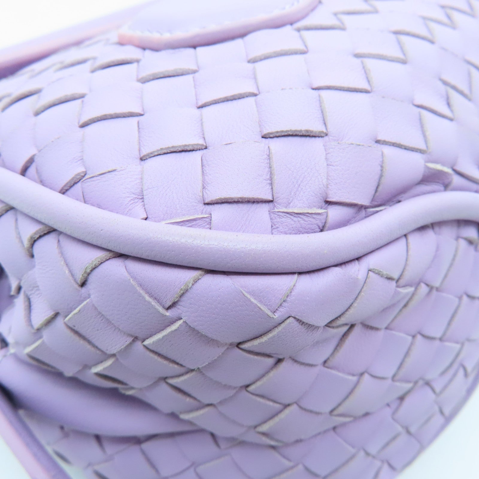 BOTTEGA VENETA Leather Chain Bag Black Buckle Shoulder Bag Purple