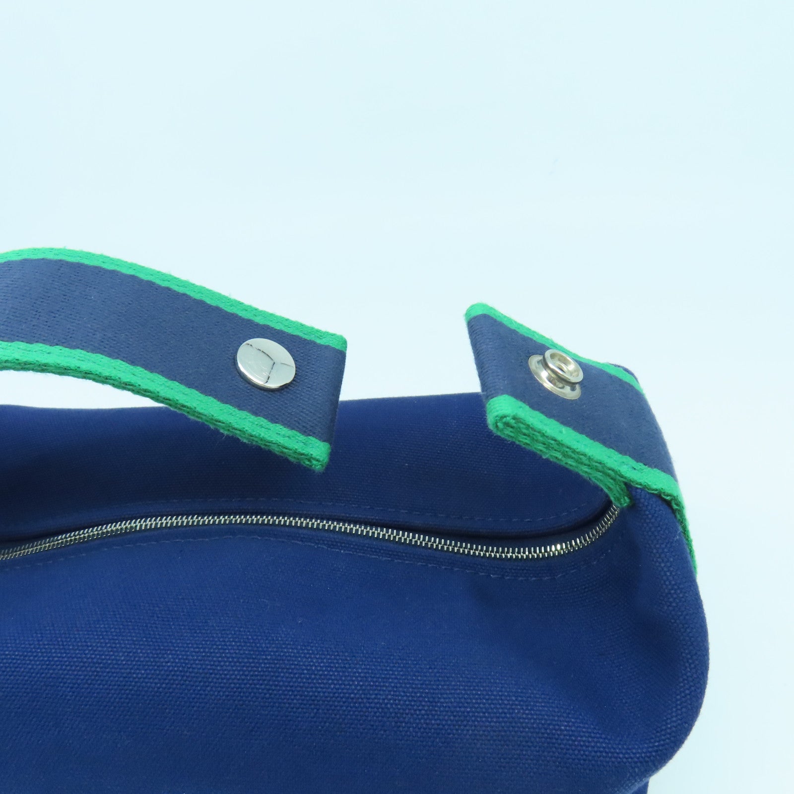 HERMES Toile H帆布Bride a Braccase銀扣手拿包藍色