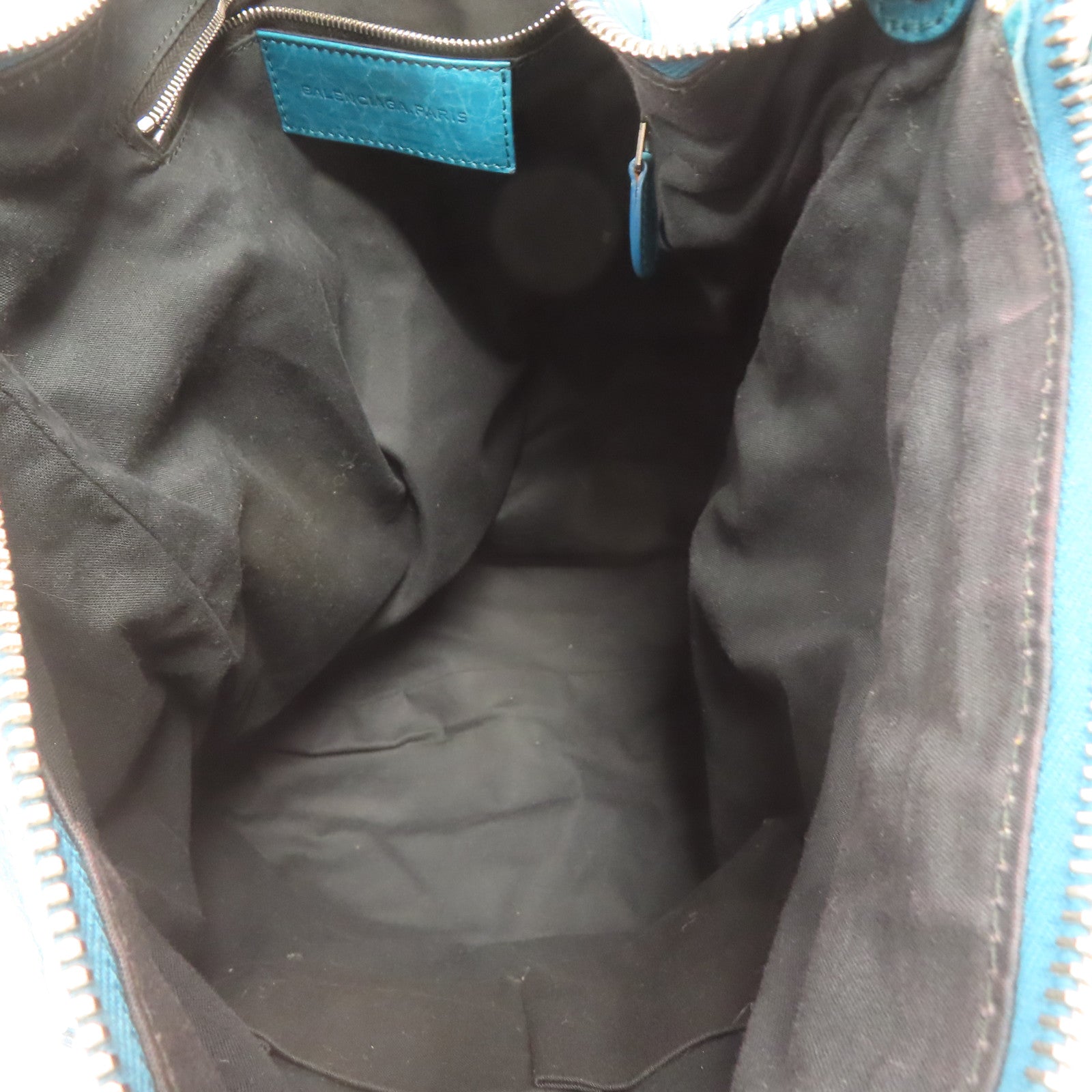 BALENCIAGA 牛皮皮革Bucket Bag銀扣肩背袋綠松石色