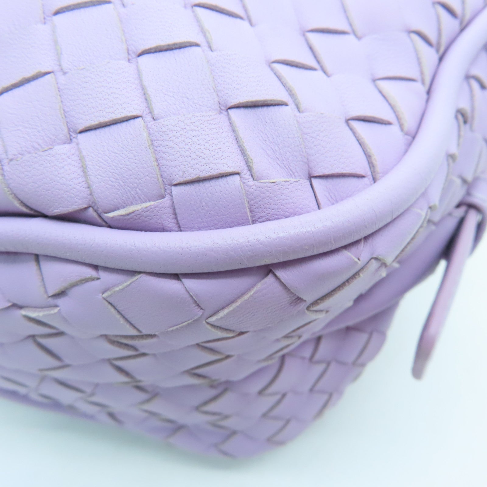 BOTTEGA VENETA Leather Chain Bag Black Buckle Shoulder Bag Purple