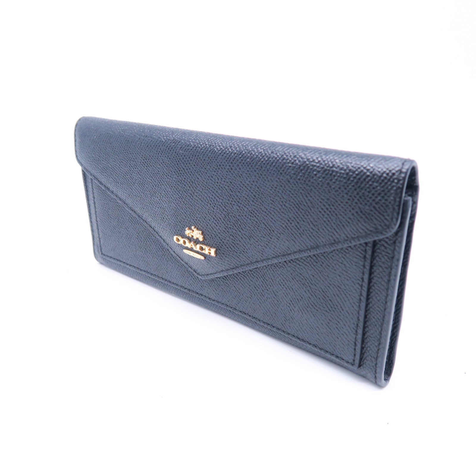 COACH 【激減優惠】牛皮皮革Wallet金扣長錢包黑色