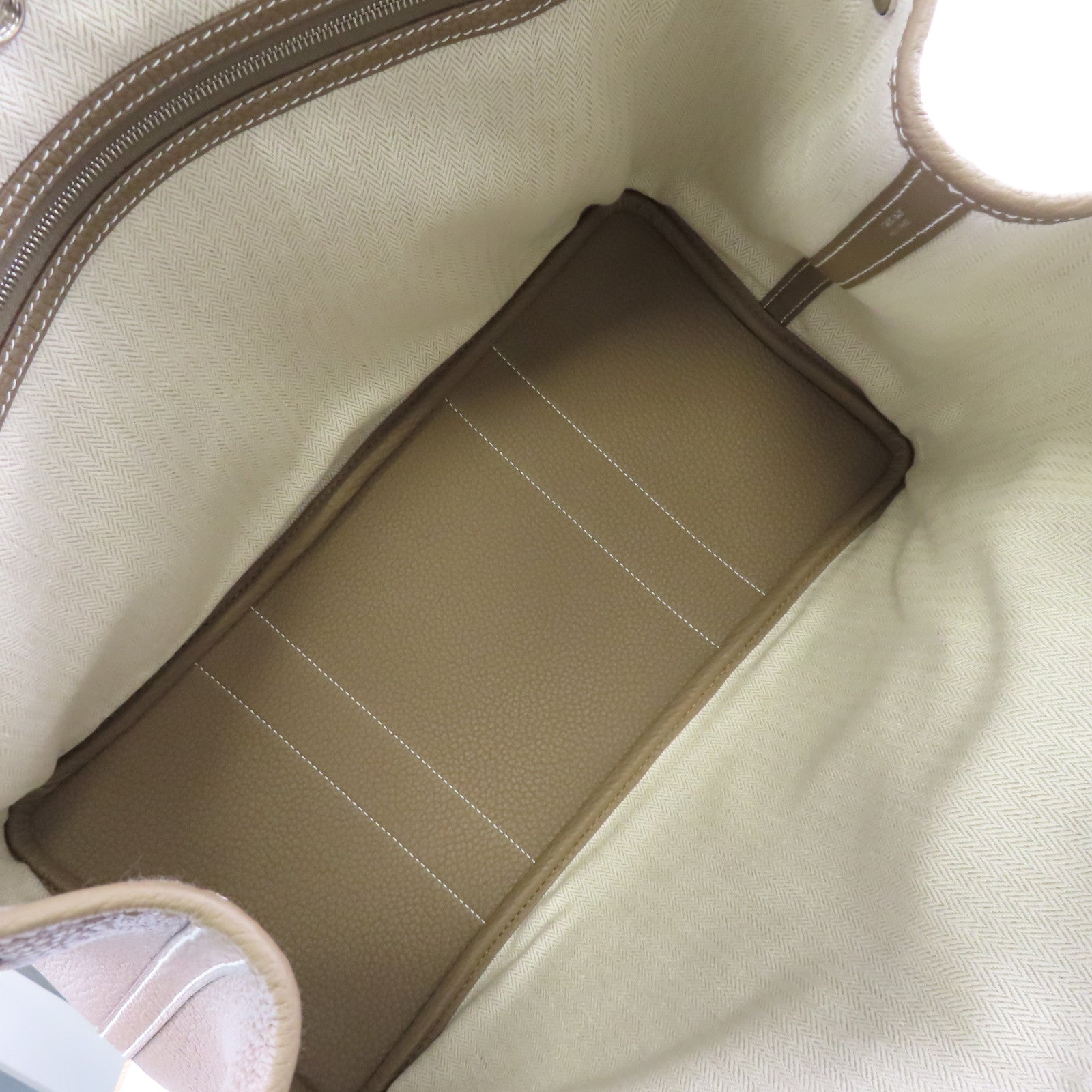 HERMES Negonda皮革Garden Party PM Tote Bag銀扣手挽袋Etoupe大象灰色