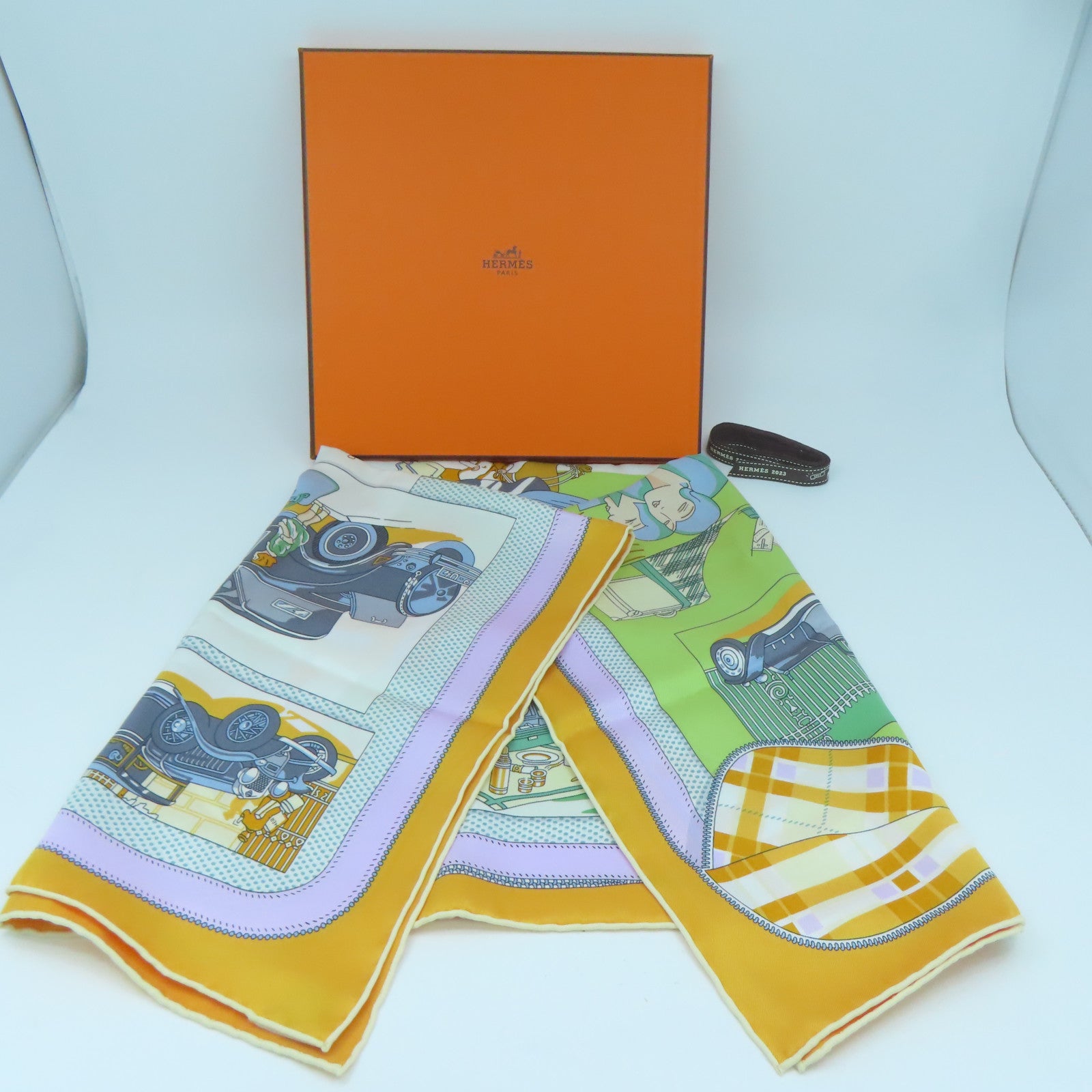 HERMES Silk Scarf 70 X 70 Silk Scarf Orange