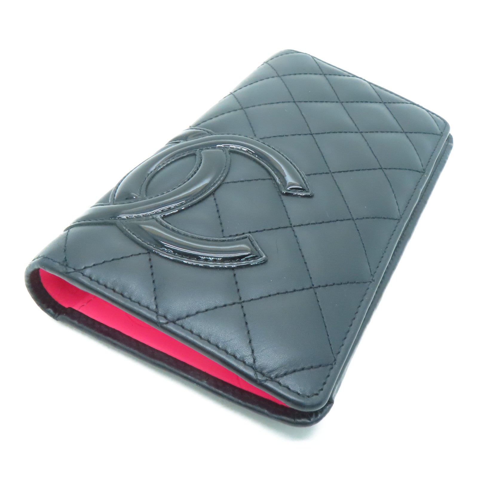 CHANEL 牛皮皮革Long Wallet銀扣長錢包黑色