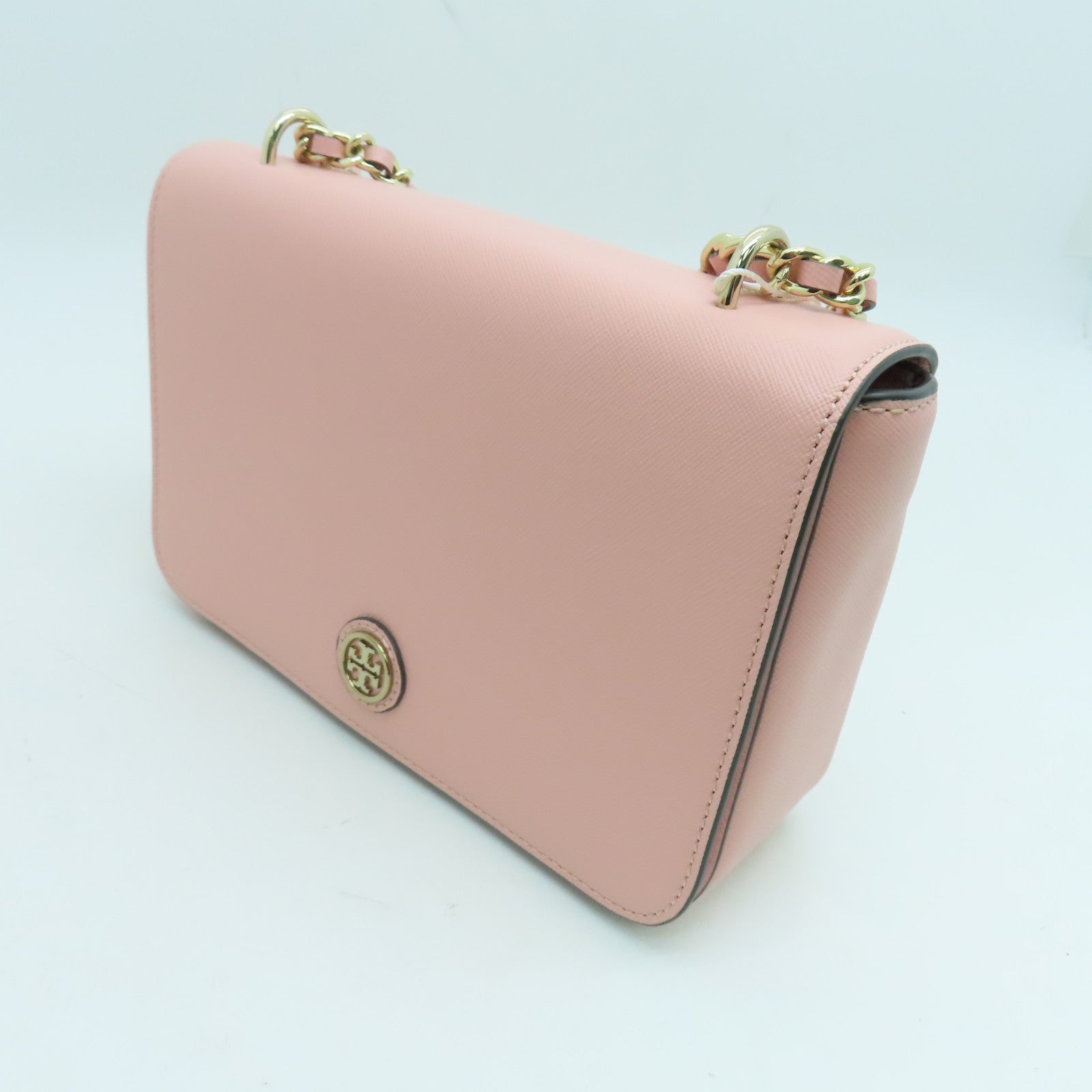 Tory Burch 牛皮皮革Chain Shoulder金扣链带肩背袋粉红色