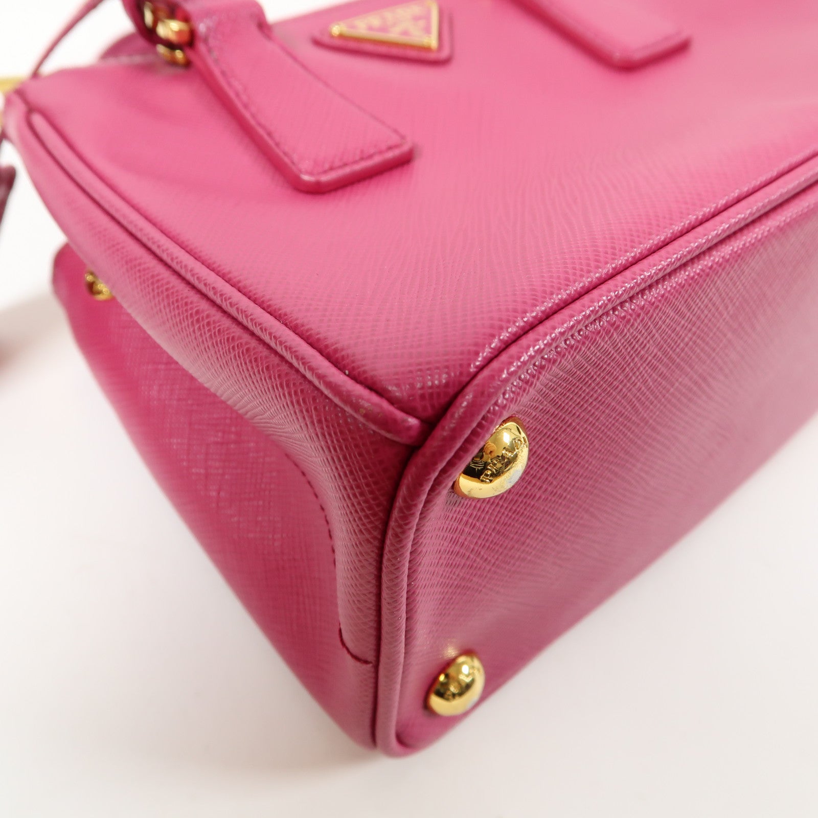 PRADA 牛皮皮革2 Way Shoulder Bag金扣手挽肩背兩用袋粉紅色