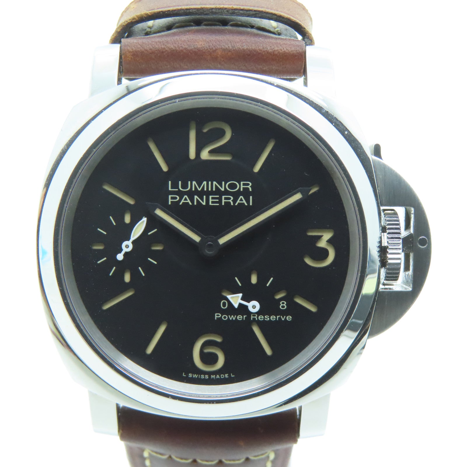 PANERAI Luminor皮革带/不锈钢手表自动机芯黑色