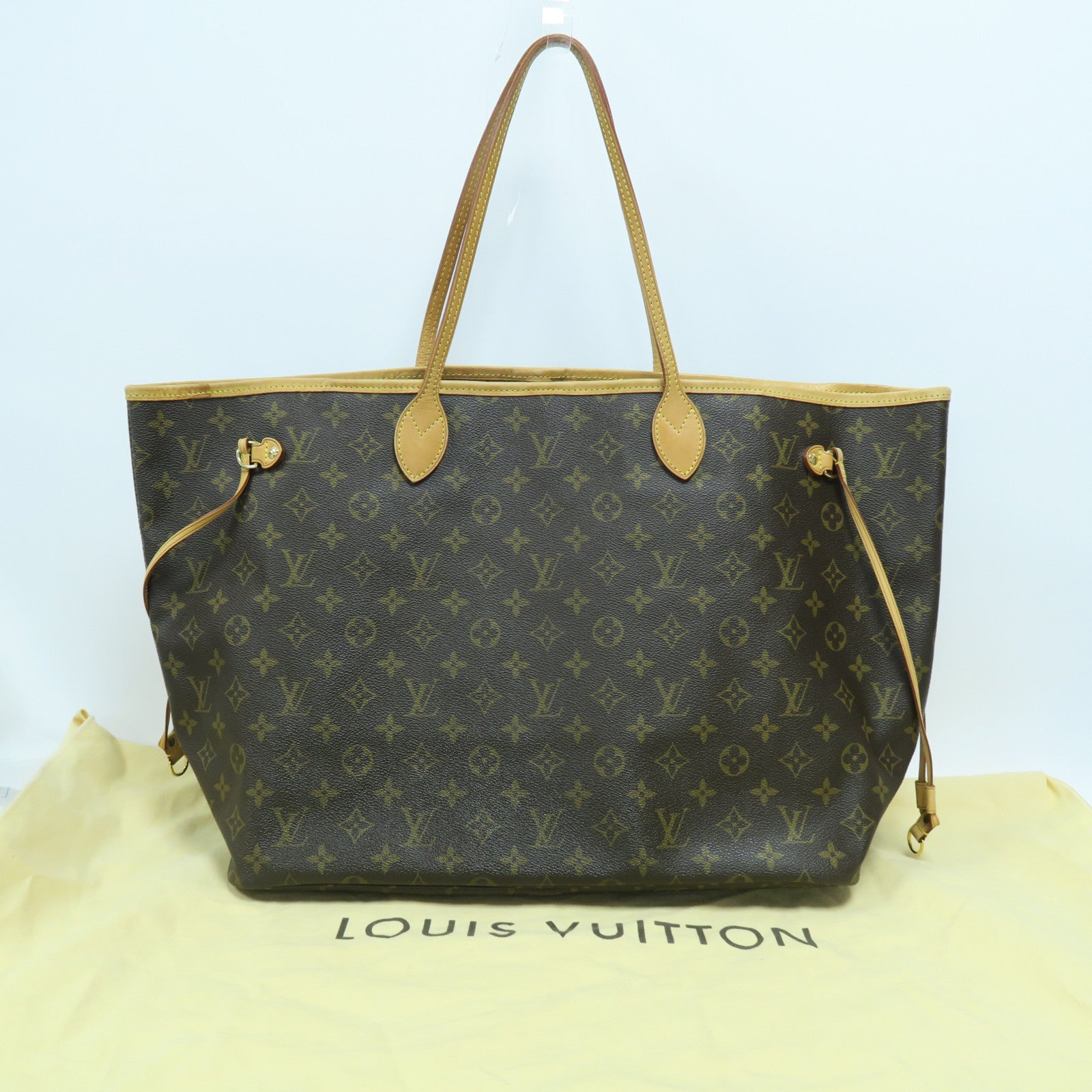 LOUIS VUITTON Monogram Neverfull GM金扣肩背袋啡色
