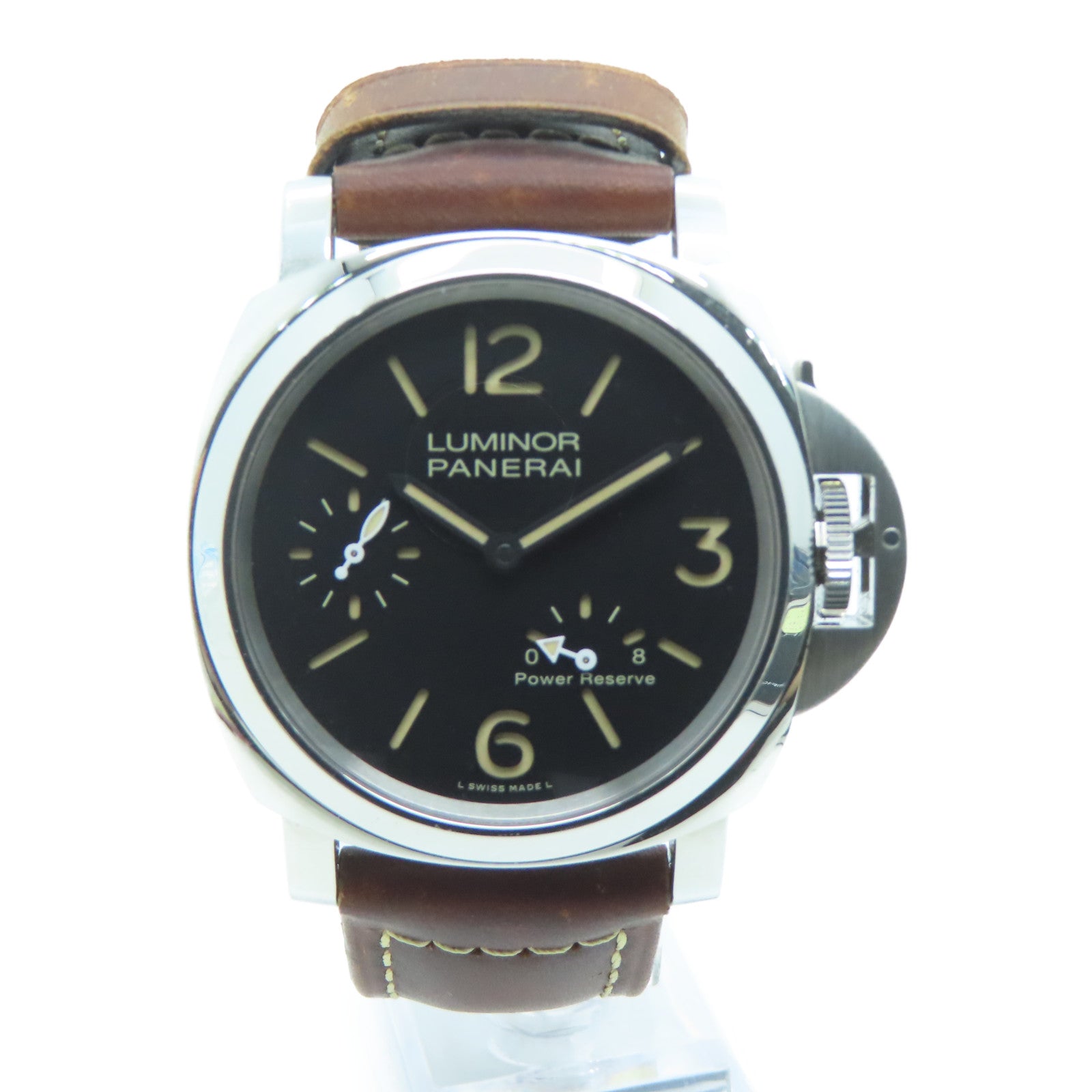 PANERAI Luminor皮革带/不锈钢手表自动机芯黑色