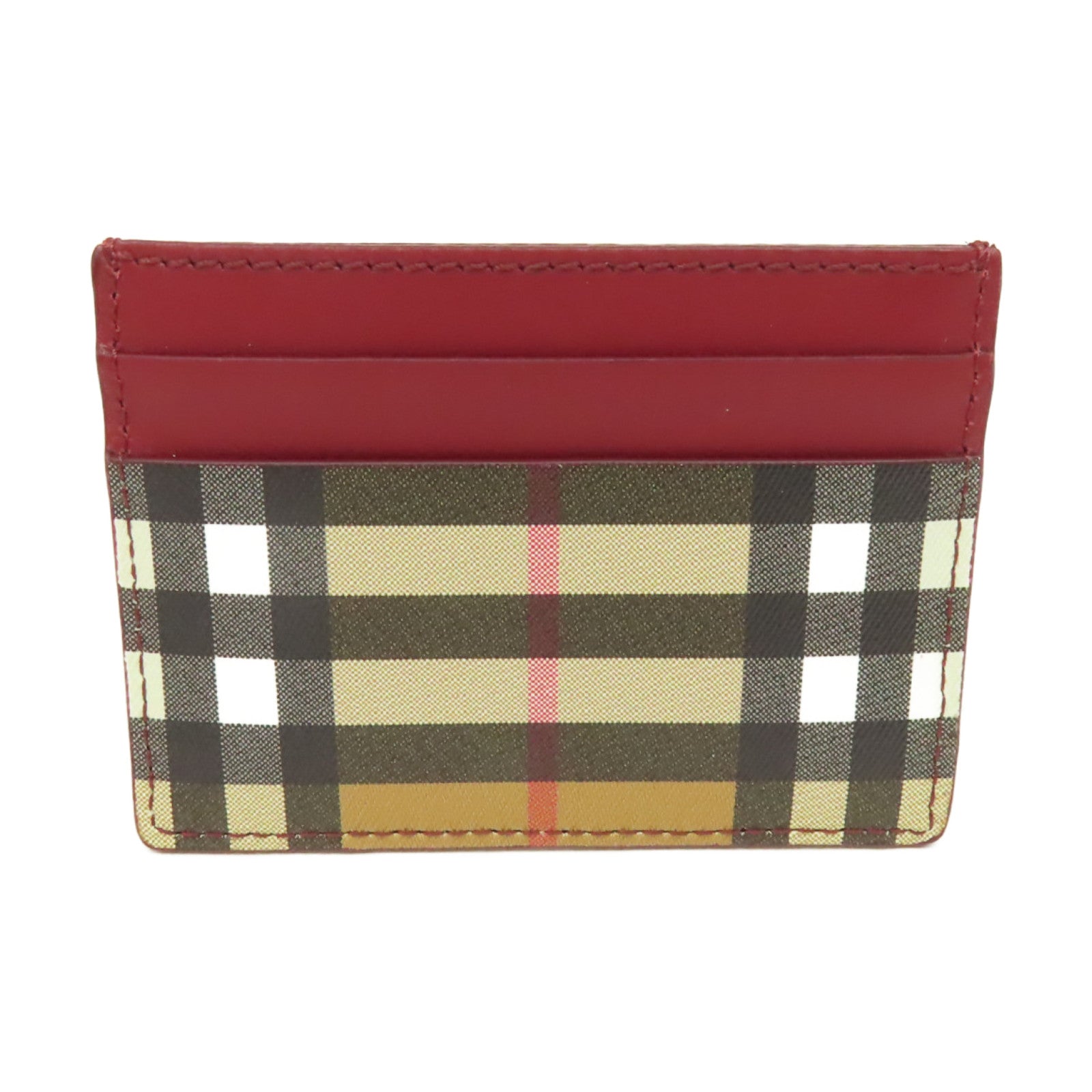 BURBERRY 牛皮皮革/塗層帆布Card Case卡片套酒紅色/啡色