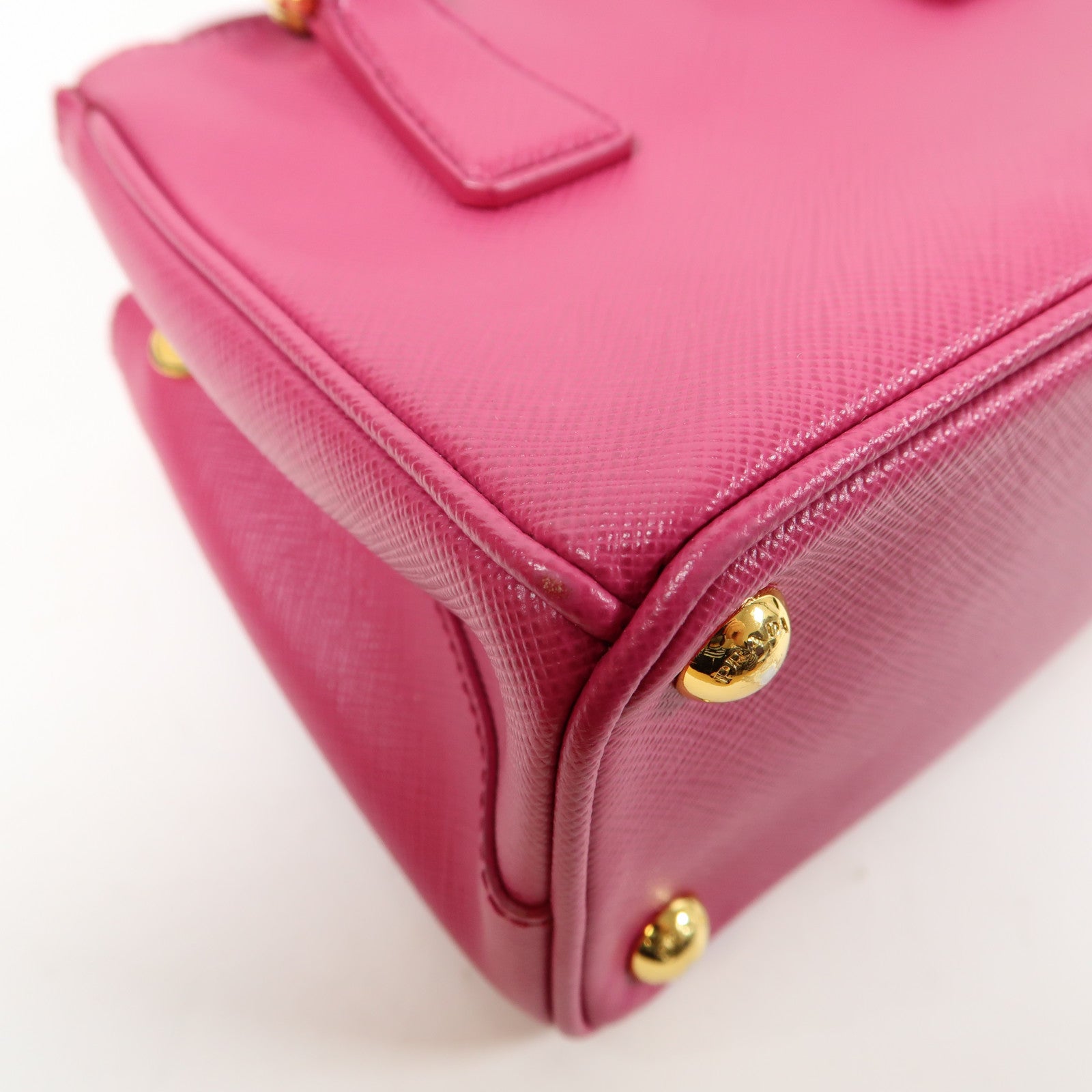 PRADA 牛皮皮革2 Way Shoulder Bag金扣手挽肩背兩用袋粉紅色